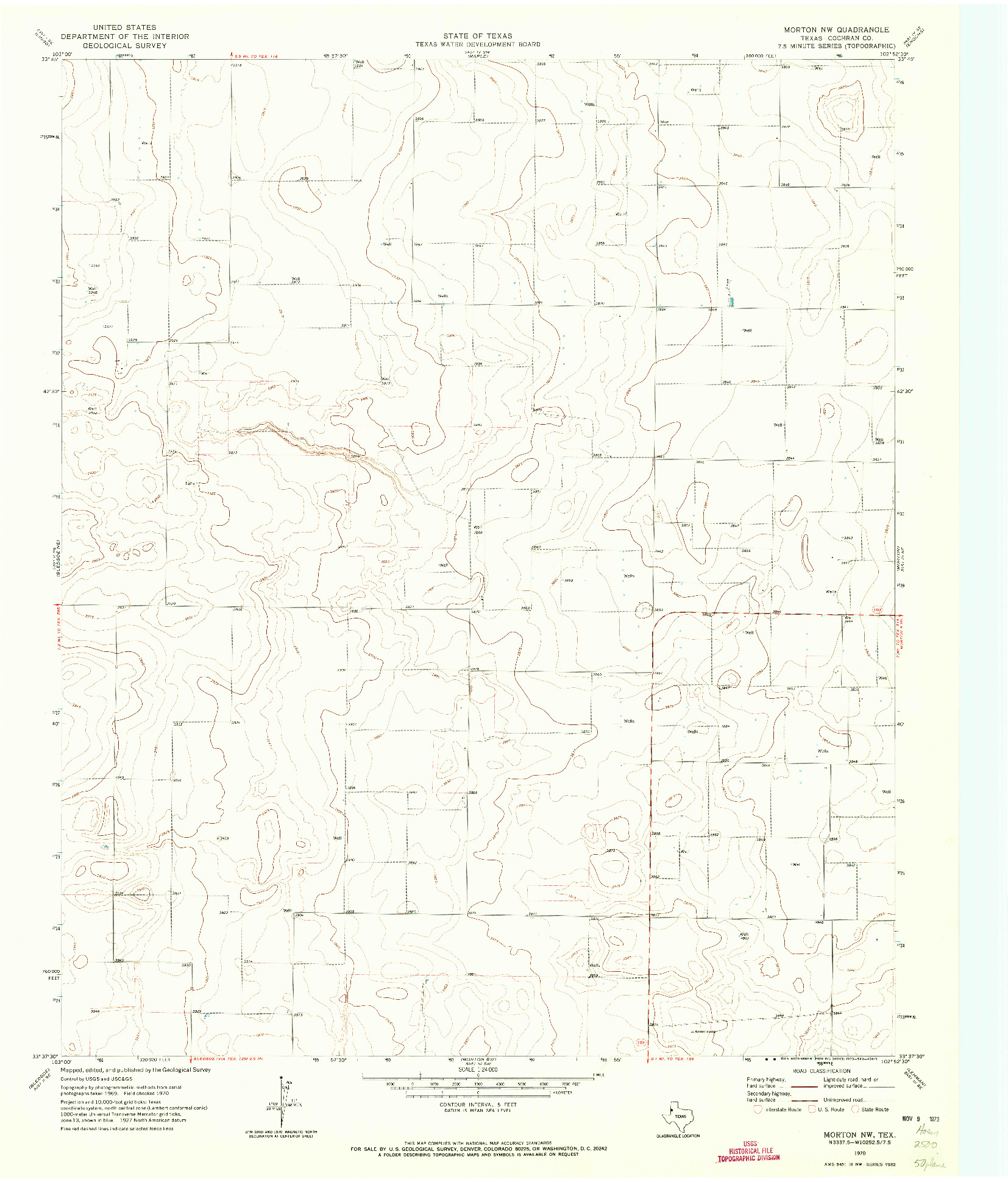 USGS 1:24000-SCALE QUADRANGLE FOR MORTON NW, TX 1970
