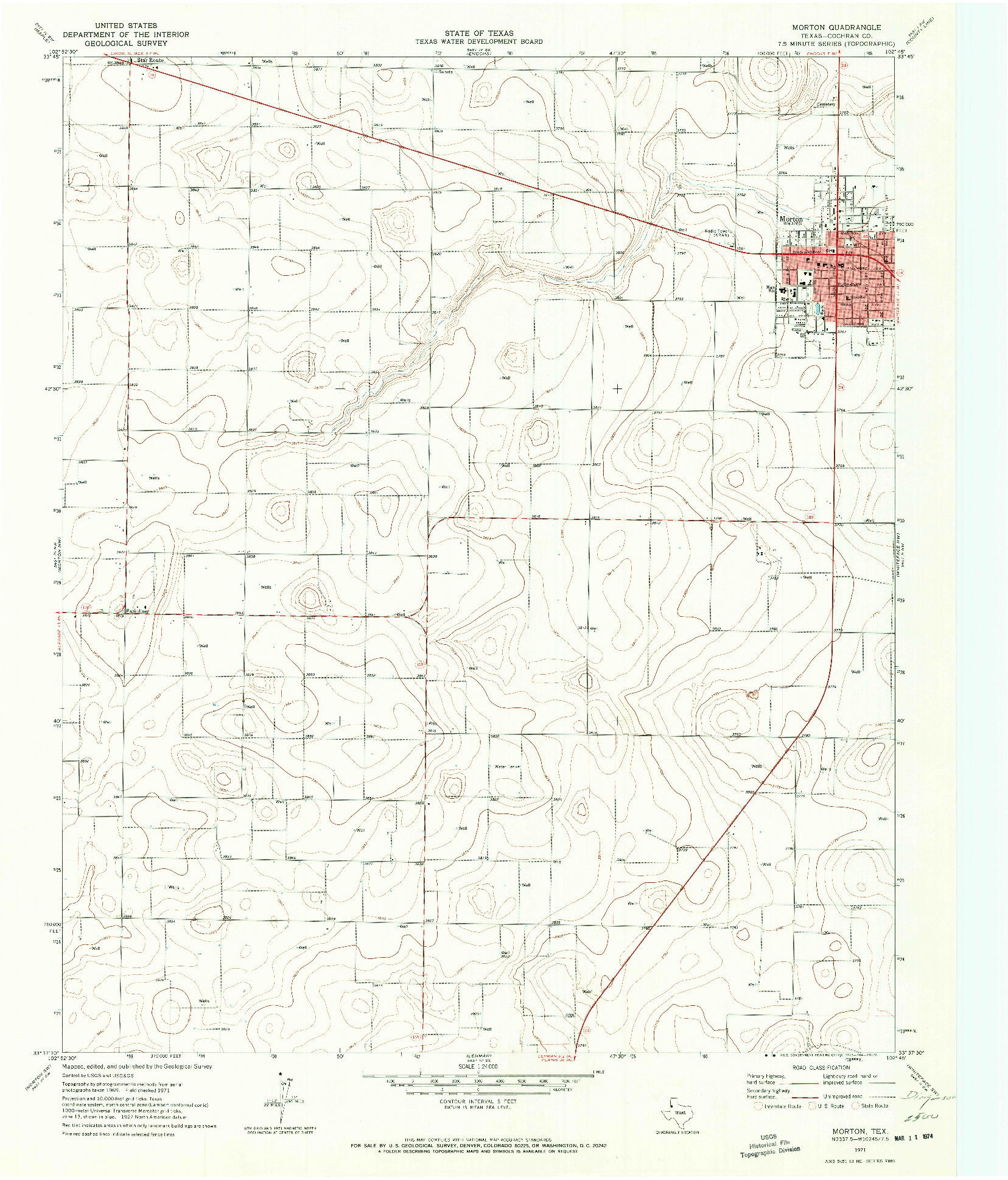 USGS 1:24000-SCALE QUADRANGLE FOR MORTON, TX 1971
