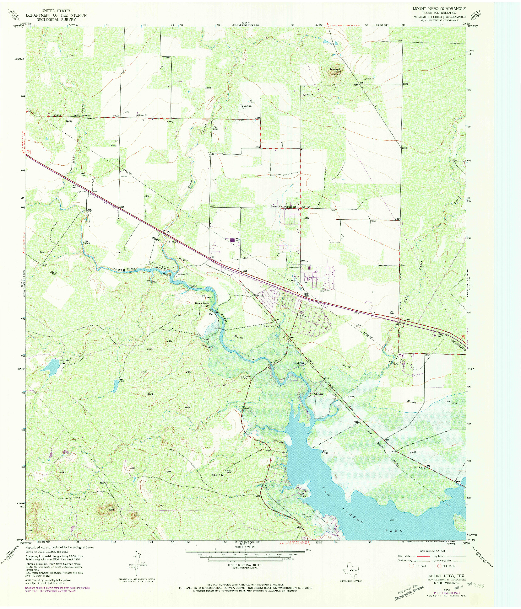 USGS 1:24000-SCALE QUADRANGLE FOR MOUNT NEBO, TX 1957
