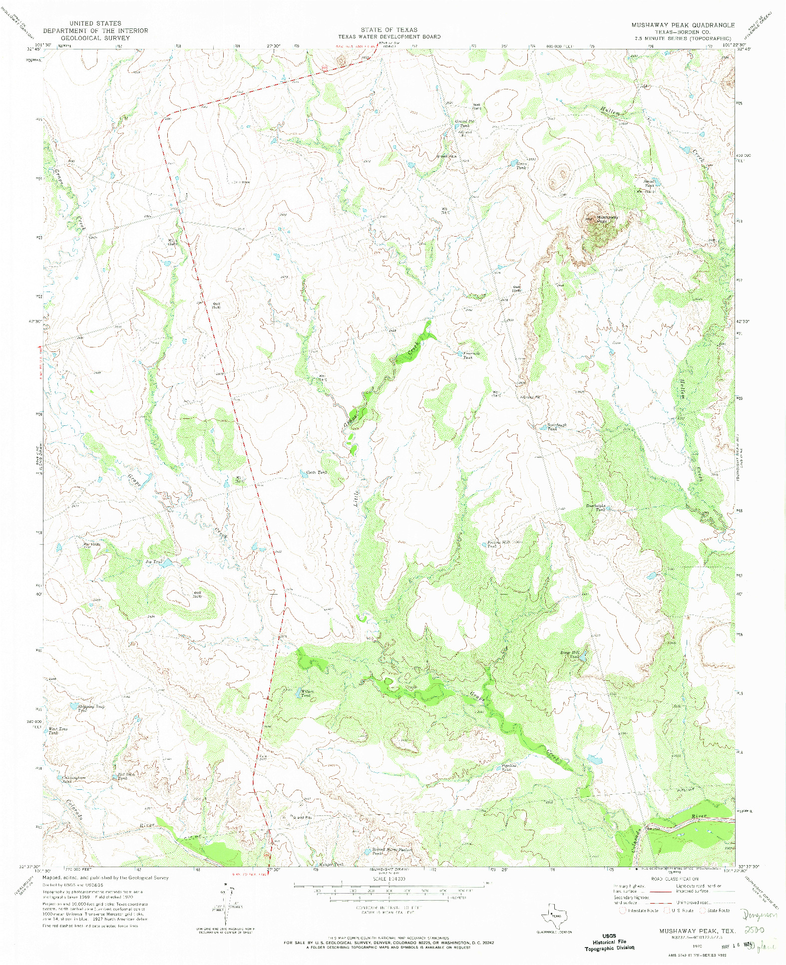 USGS 1:24000-SCALE QUADRANGLE FOR MUSHAWAY PEAK, TX 1970