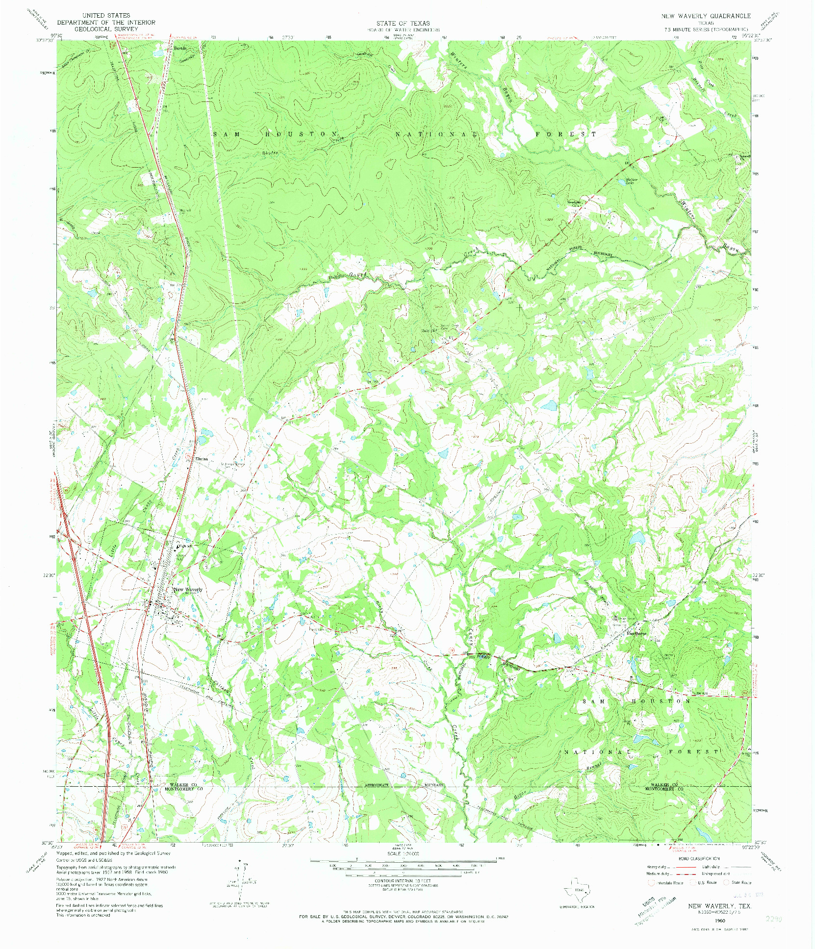 USGS 1:24000-SCALE QUADRANGLE FOR NEW WAVERLY, TX 1960