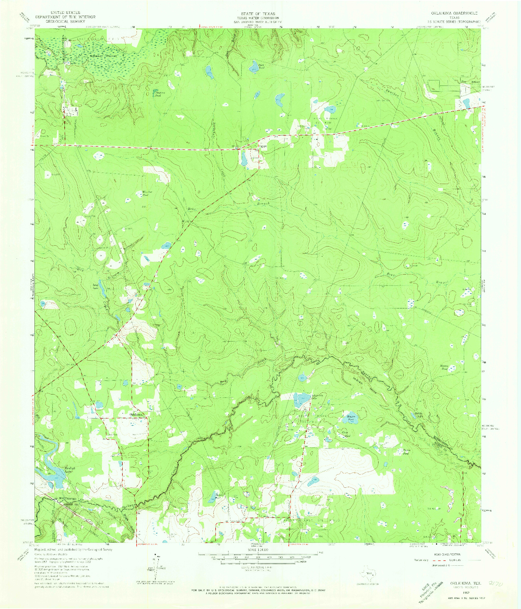 USGS 1:24000-SCALE QUADRANGLE FOR OKLAHOMA, TX 1962