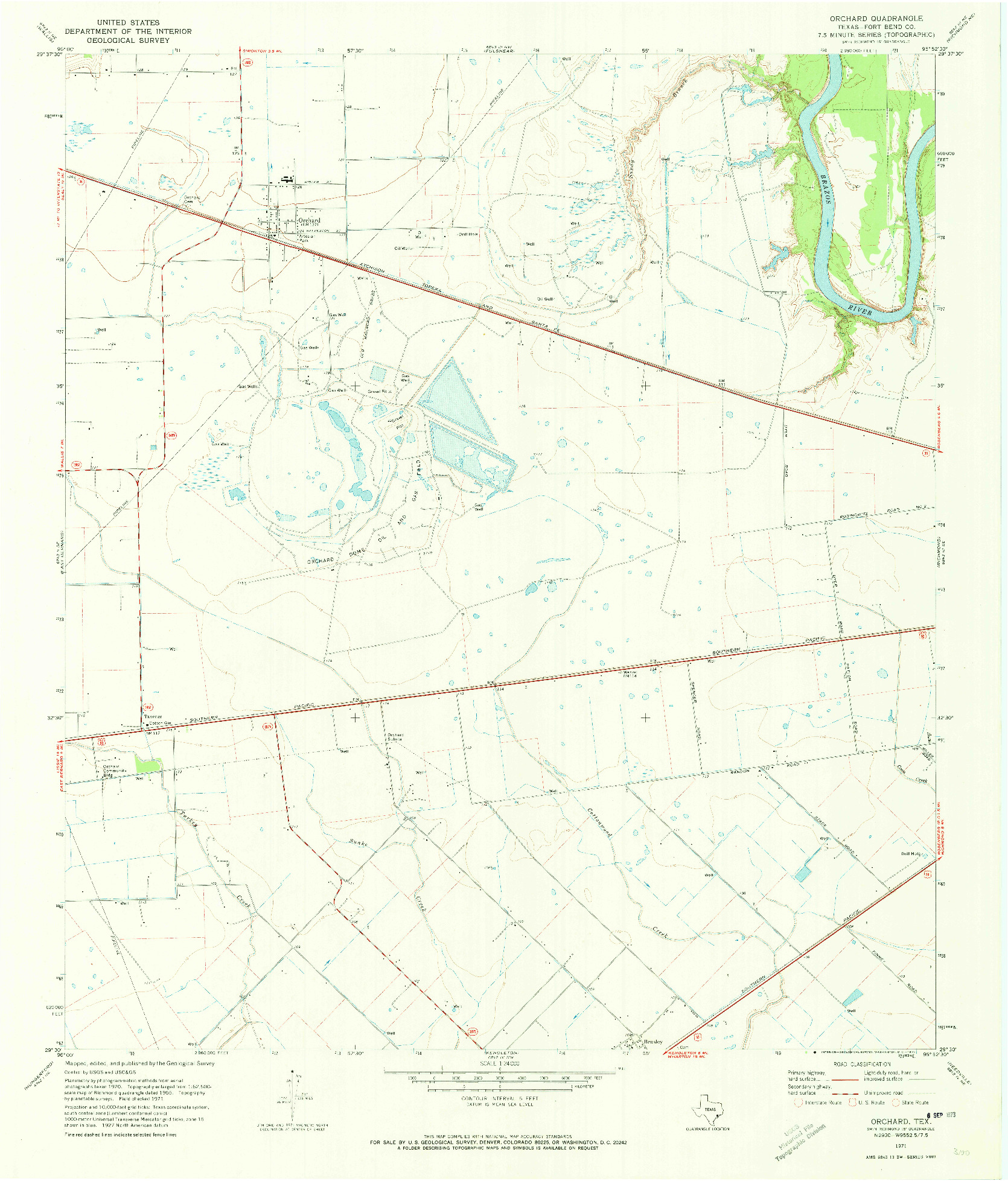 USGS 1:24000-SCALE QUADRANGLE FOR ORCHARD, TX 1971