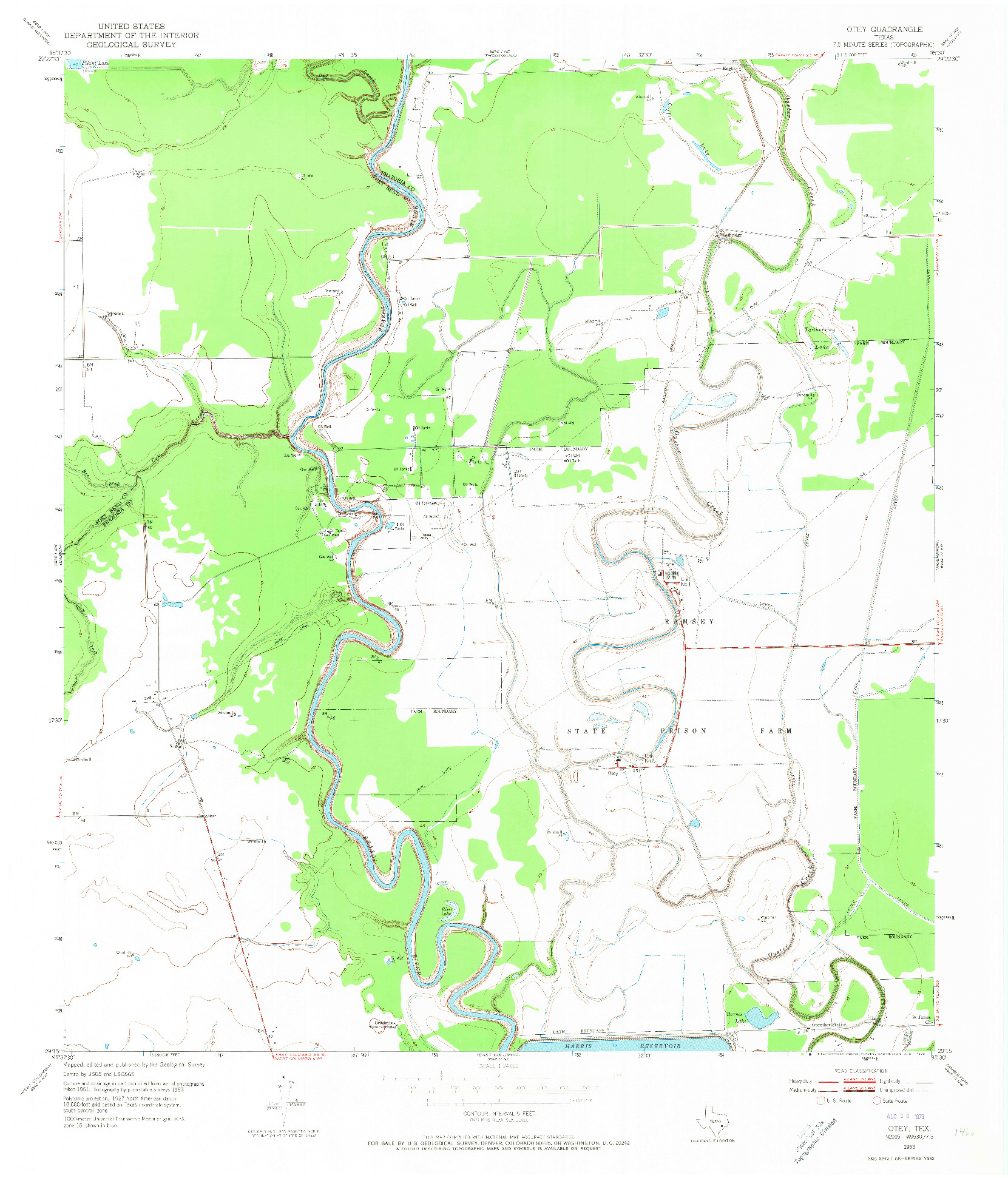 USGS 1:24000-SCALE QUADRANGLE FOR OTEY, TX 1953