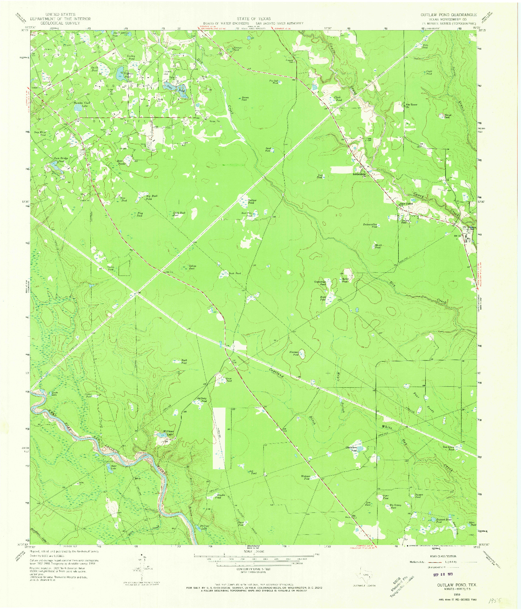 USGS 1:24000-SCALE QUADRANGLE FOR OUTLAW POND, TX 1959