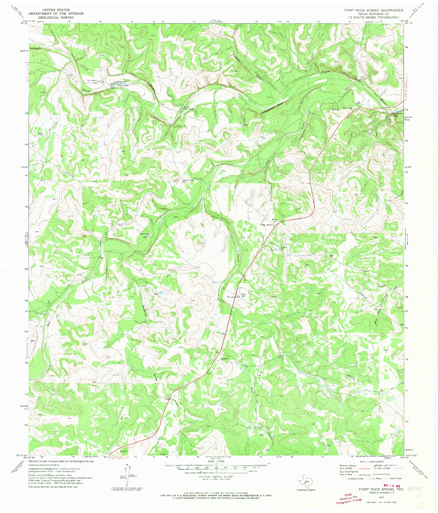 USGS 1:24000-SCALE QUADRANGLE FOR PAINT ROCK SPRING, TX 1971