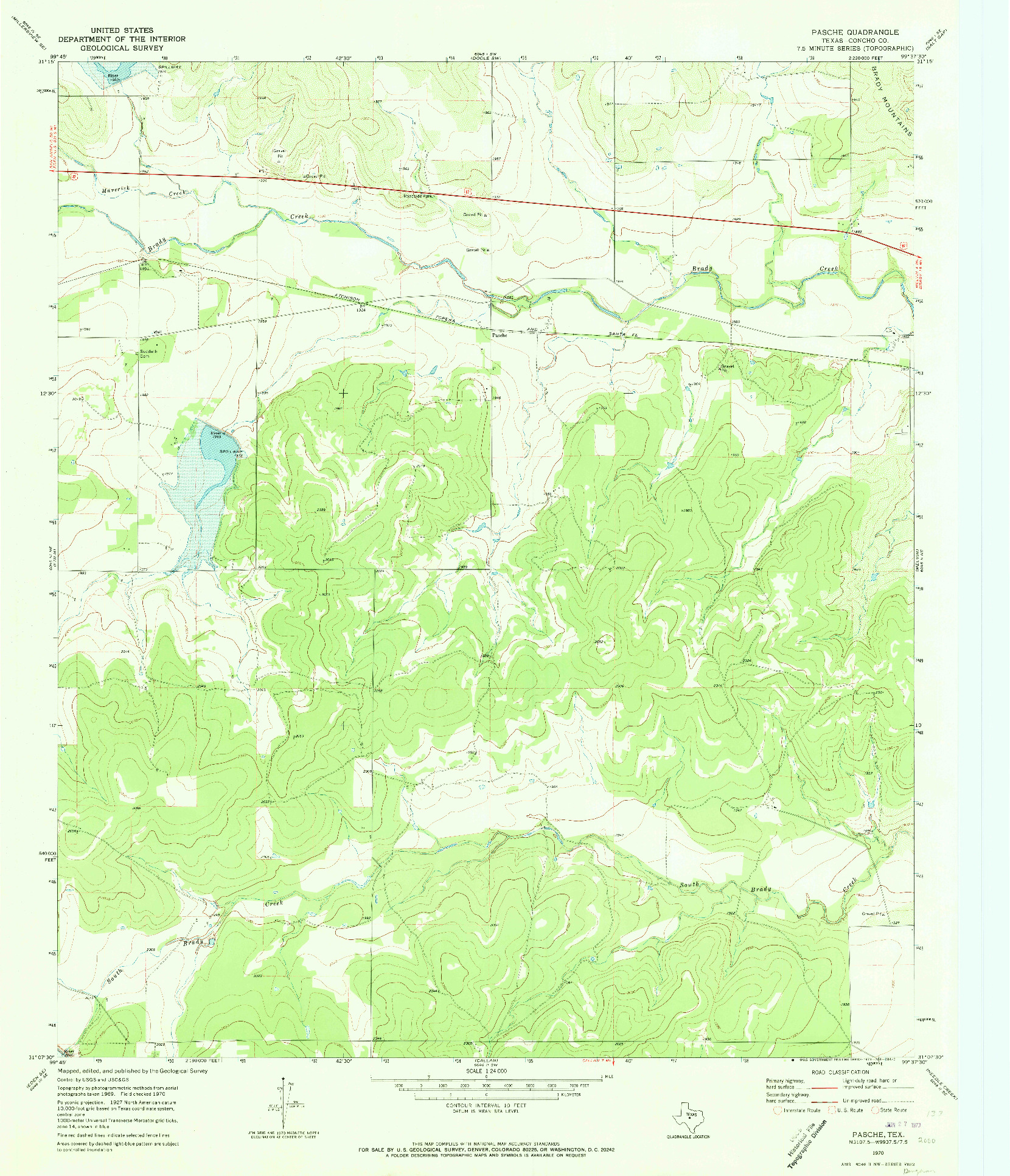 USGS 1:24000-SCALE QUADRANGLE FOR PASCHE, TX 1970