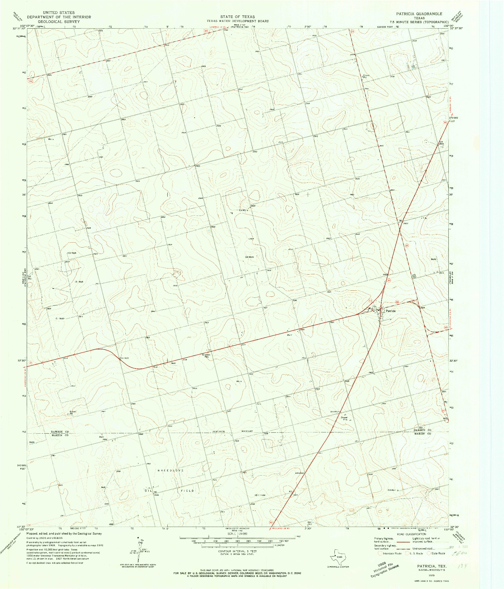 USGS 1:24000-SCALE QUADRANGLE FOR PATRICIA, TX 1970
