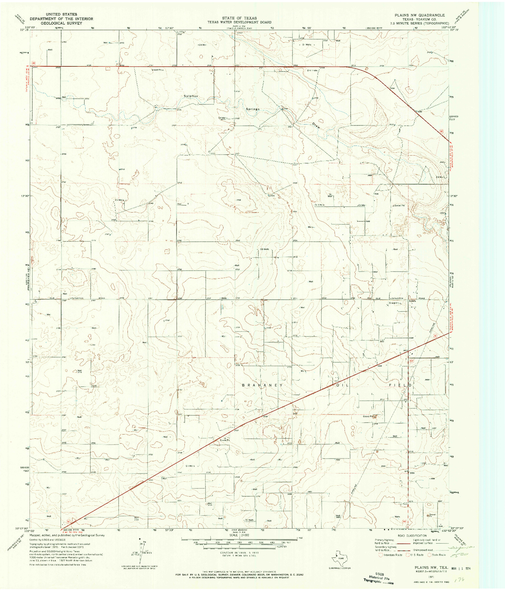 USGS 1:24000-SCALE QUADRANGLE FOR PLAINS NW, TX 1971