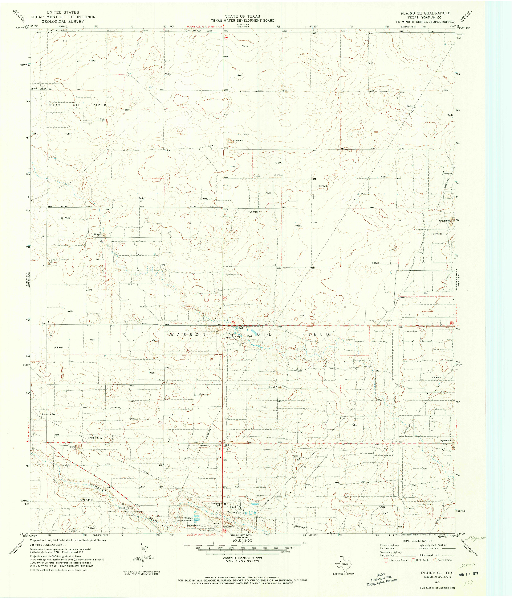 USGS 1:24000-SCALE QUADRANGLE FOR PLAINS SE, TX 1971