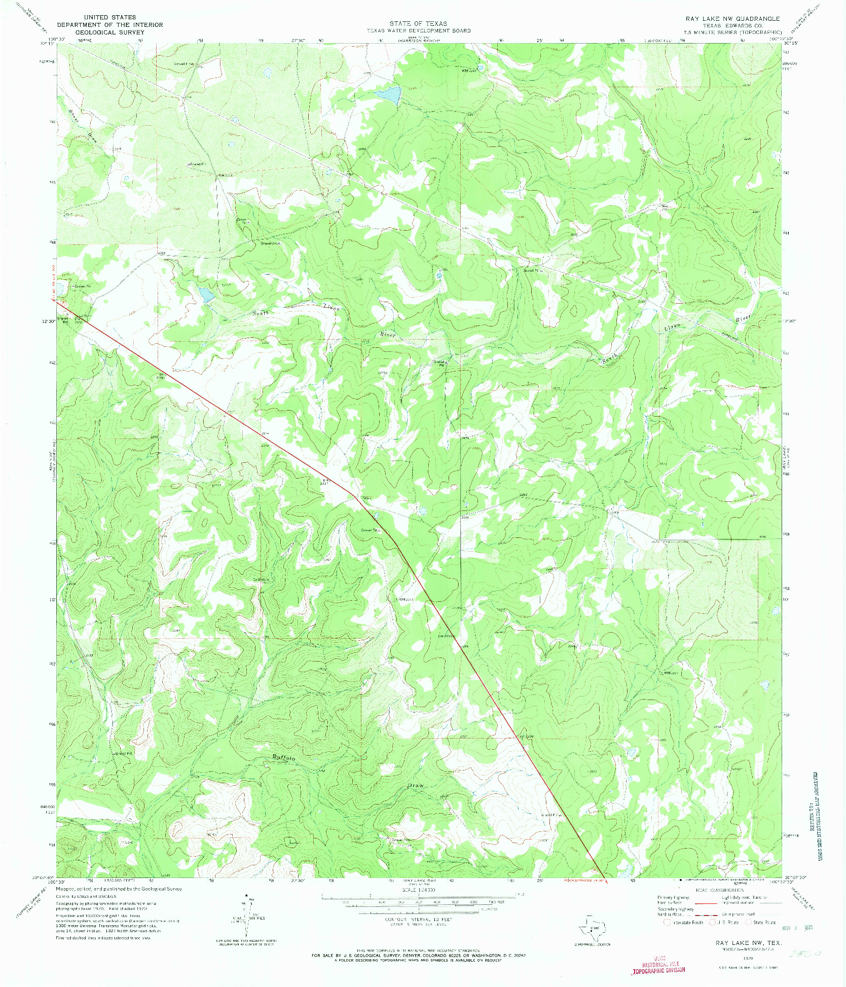 USGS 1:24000-SCALE QUADRANGLE FOR RAY LAKE NW, TX 1970