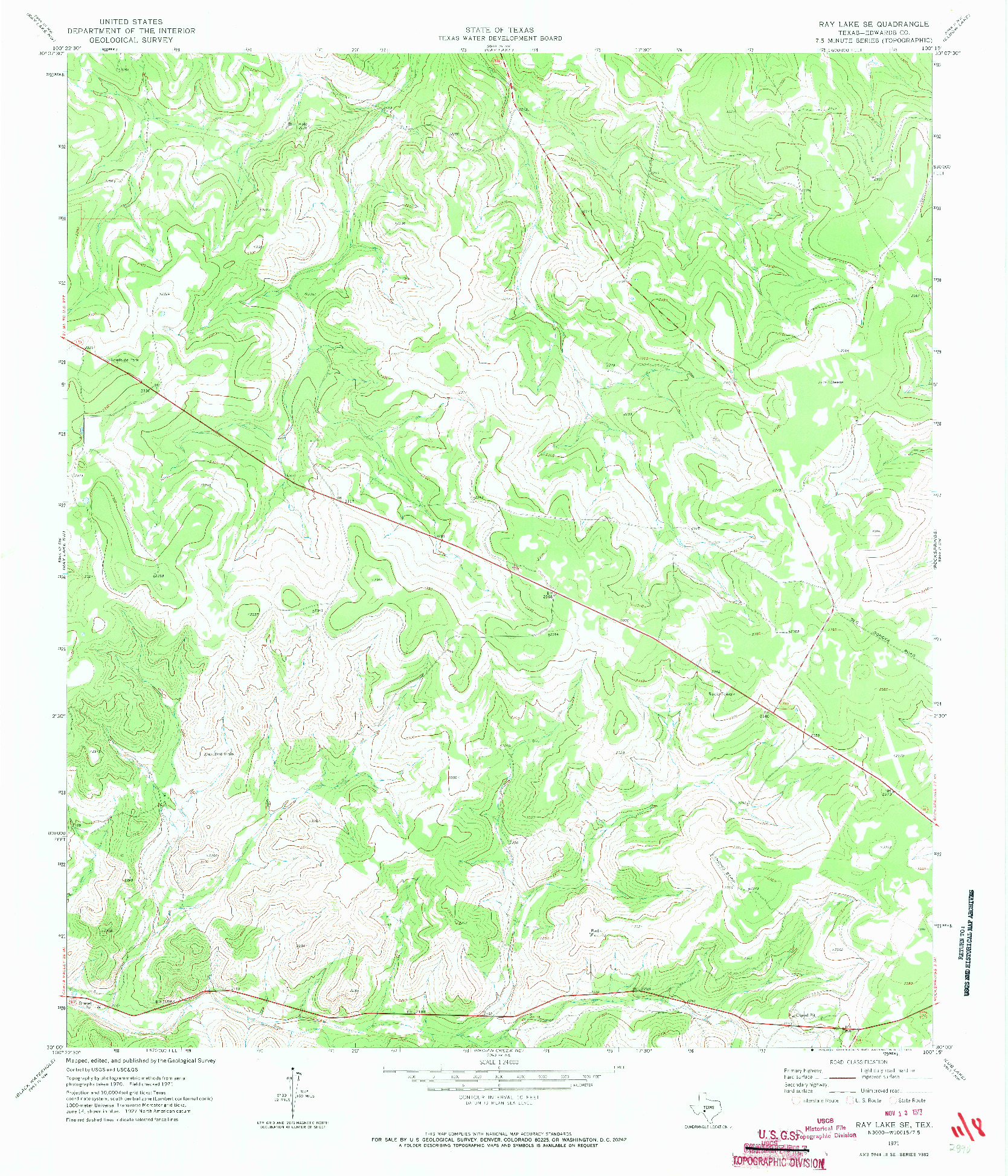 USGS 1:24000-SCALE QUADRANGLE FOR RAY LAKE SE, TX 1971