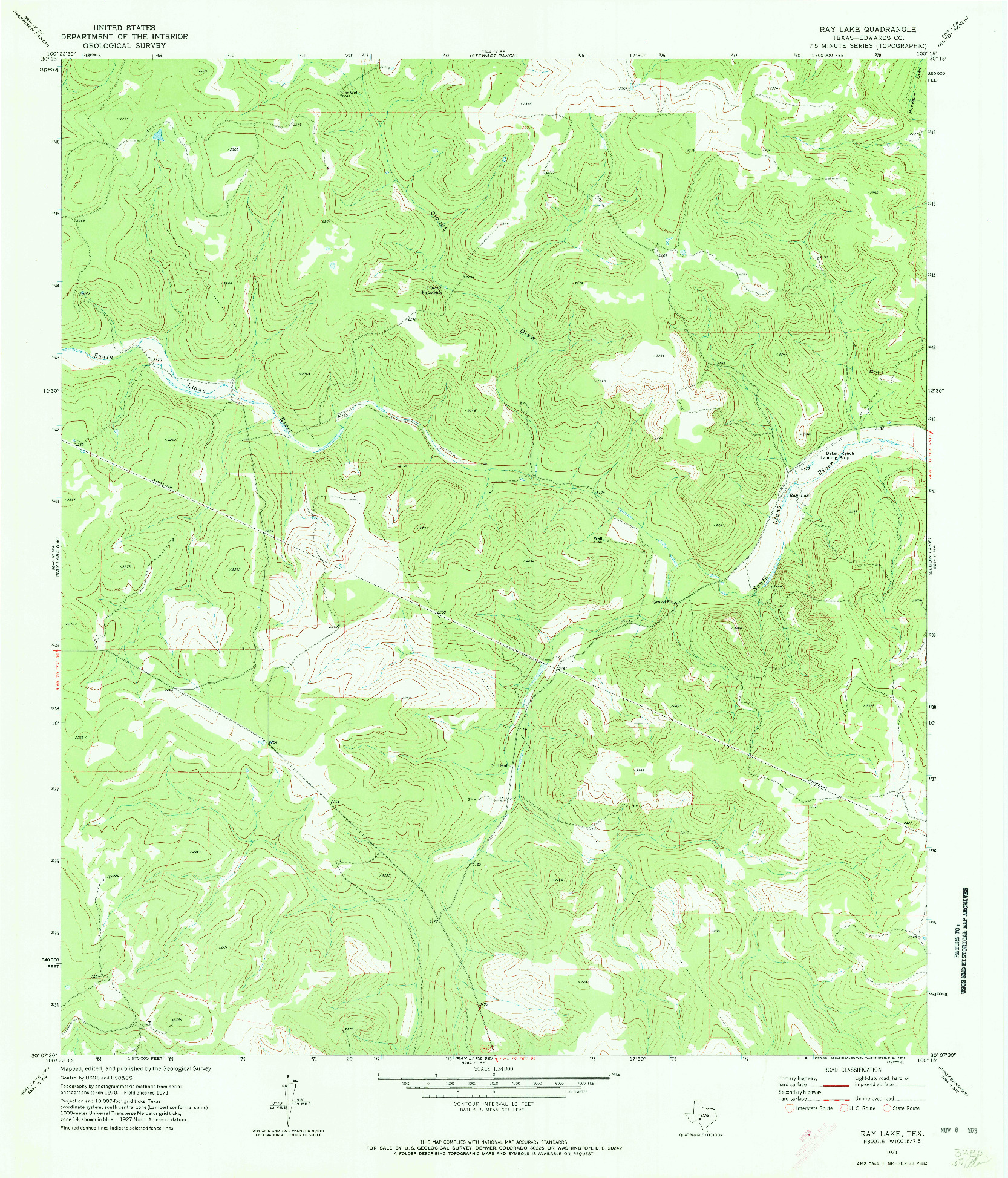 USGS 1:24000-SCALE QUADRANGLE FOR RAY LAKE, TX 1971