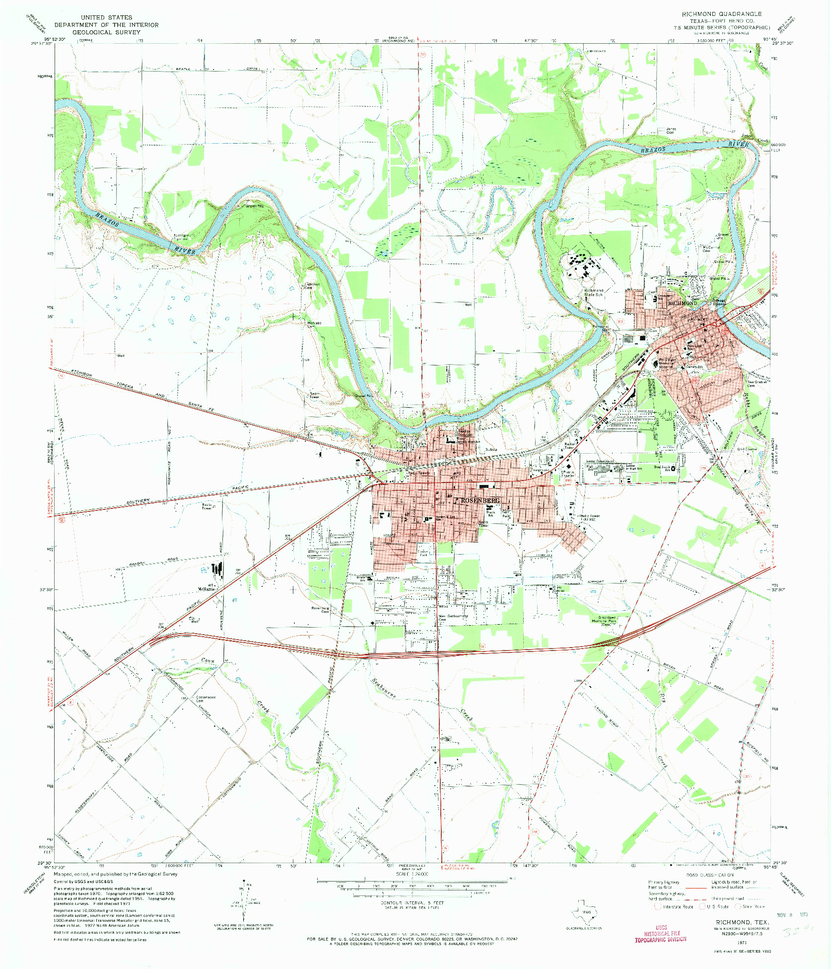USGS 1:24000-SCALE QUADRANGLE FOR RICHMOND, TX 1971