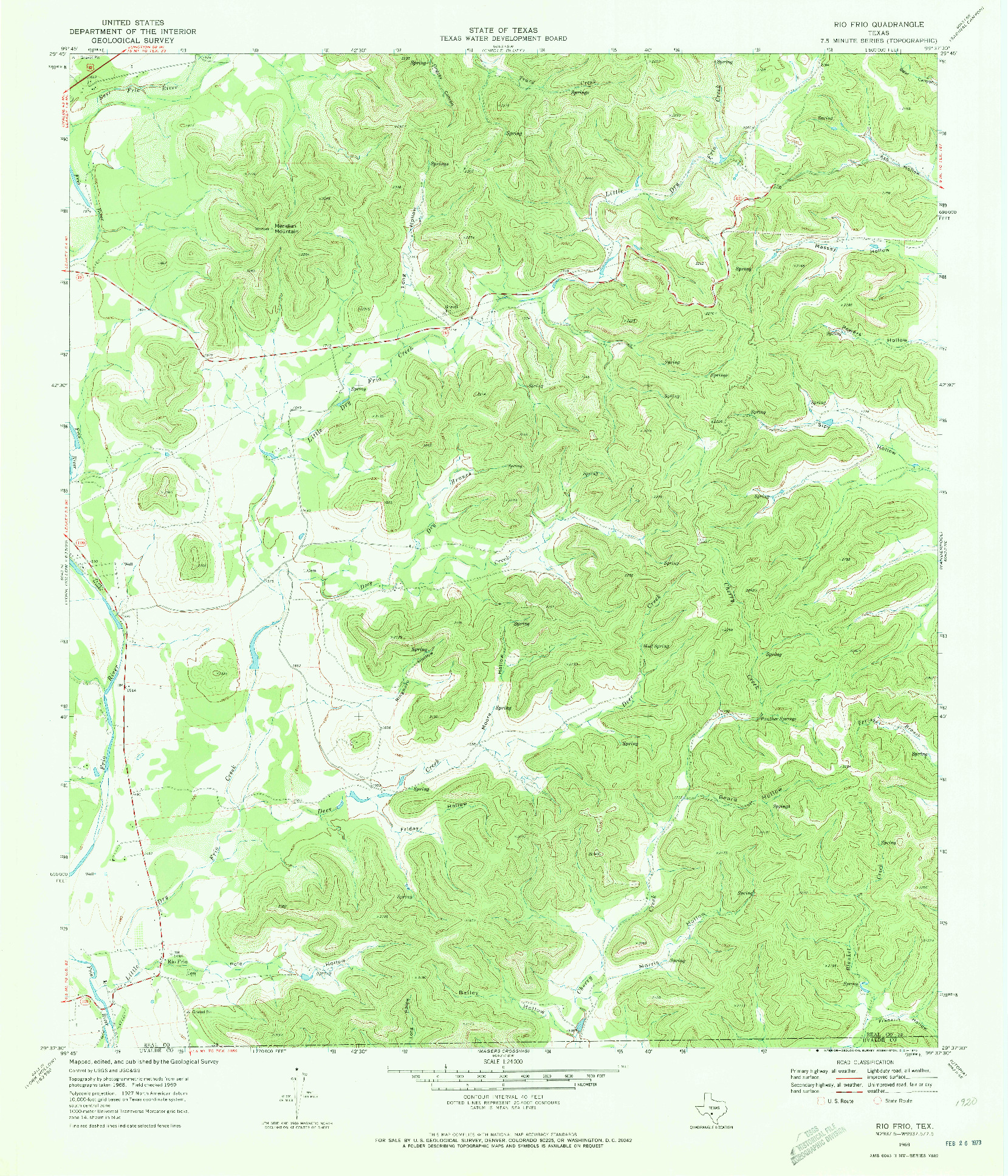 USGS 1:24000-SCALE QUADRANGLE FOR RIO FRIO, TX 1969