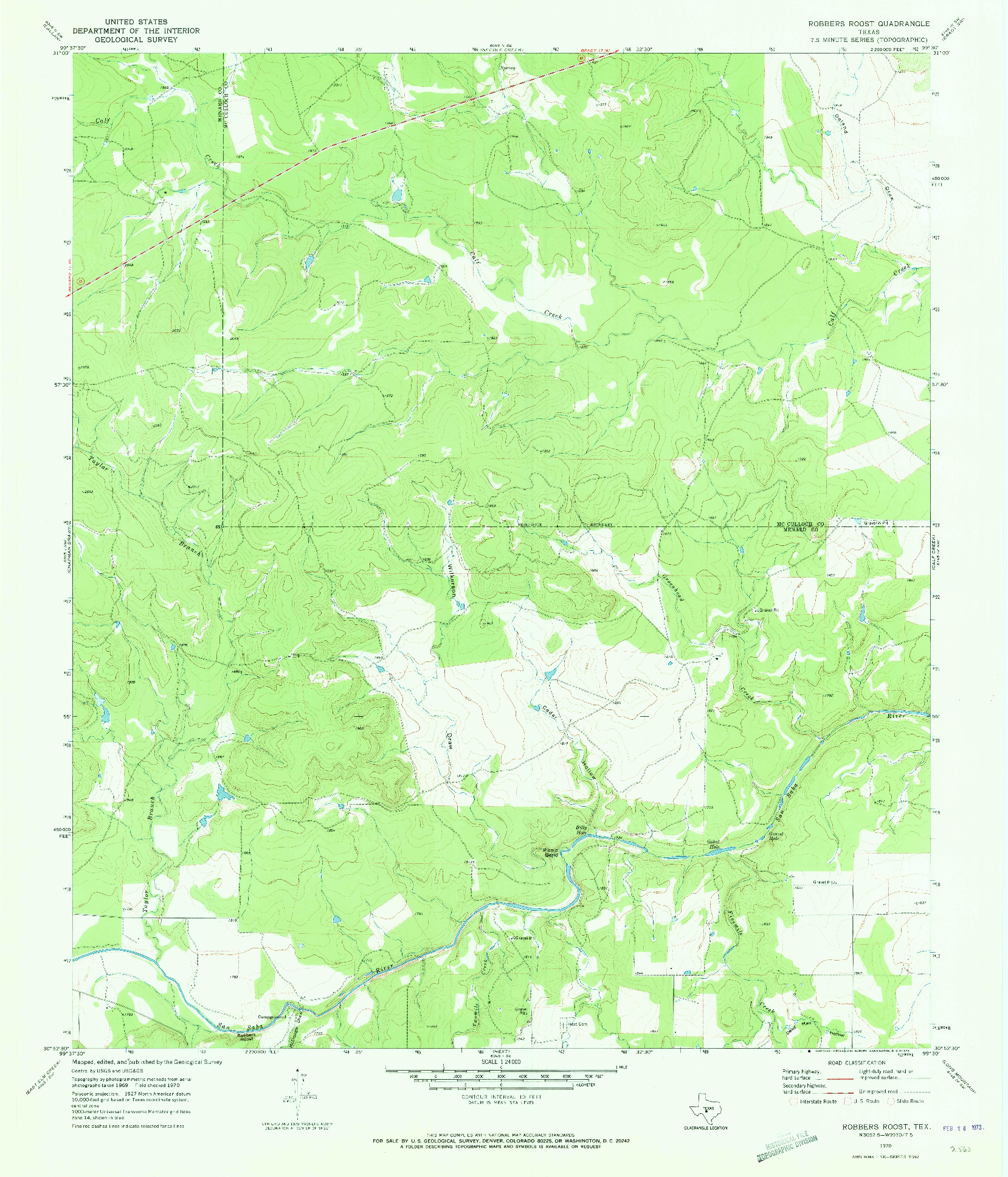 USGS 1:24000-SCALE QUADRANGLE FOR ROBBERS ROOST, TX 1970