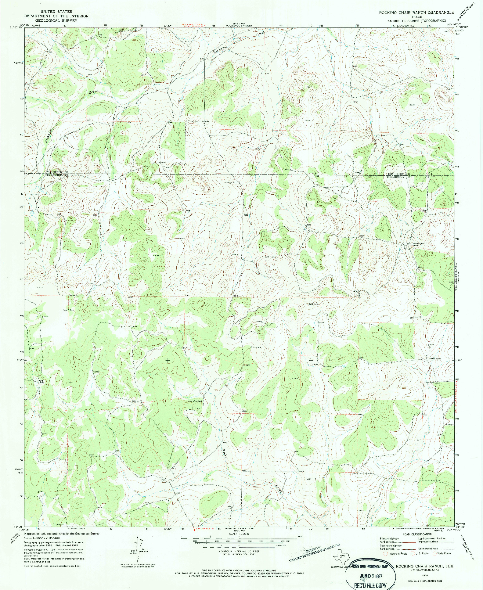 USGS 1:24000-SCALE QUADRANGLE FOR ROCKING CHAIR RANCH, TX 1970