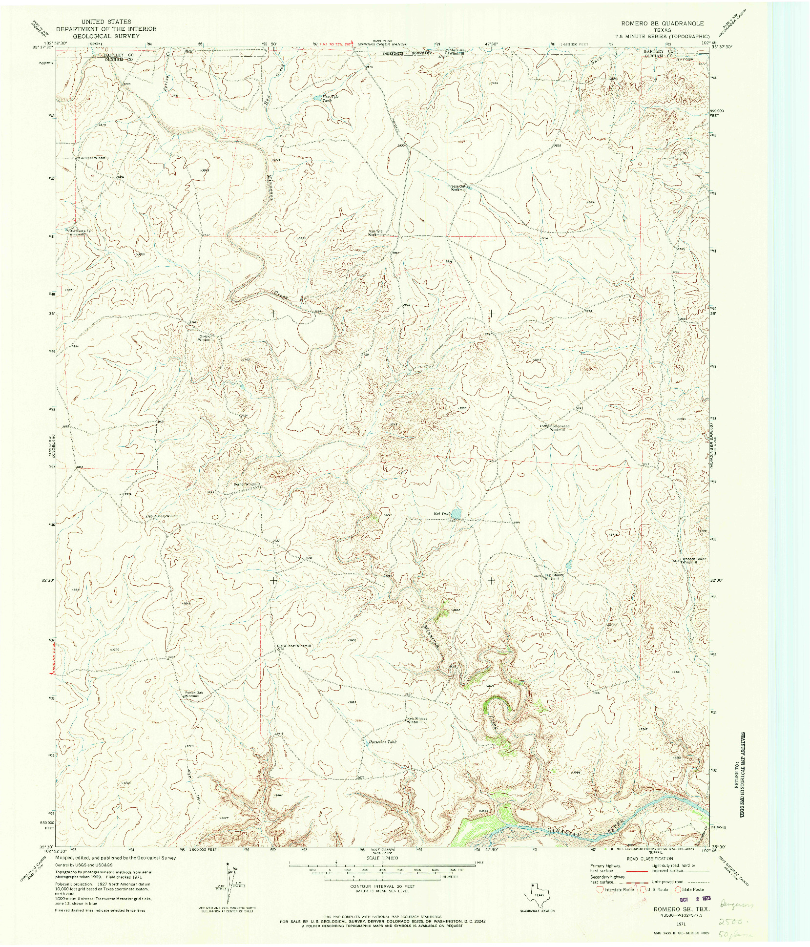 USGS 1:24000-SCALE QUADRANGLE FOR ROMERO SE, TX 1971