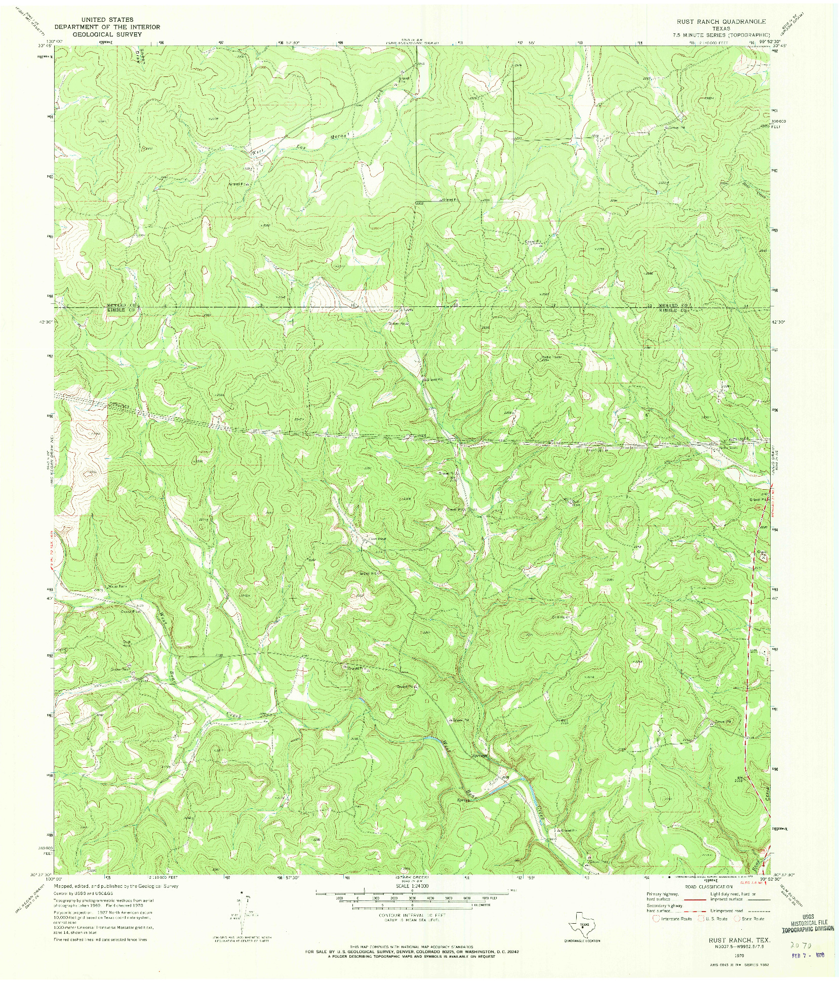 USGS 1:24000-SCALE QUADRANGLE FOR RUST RANCH, TX 1970