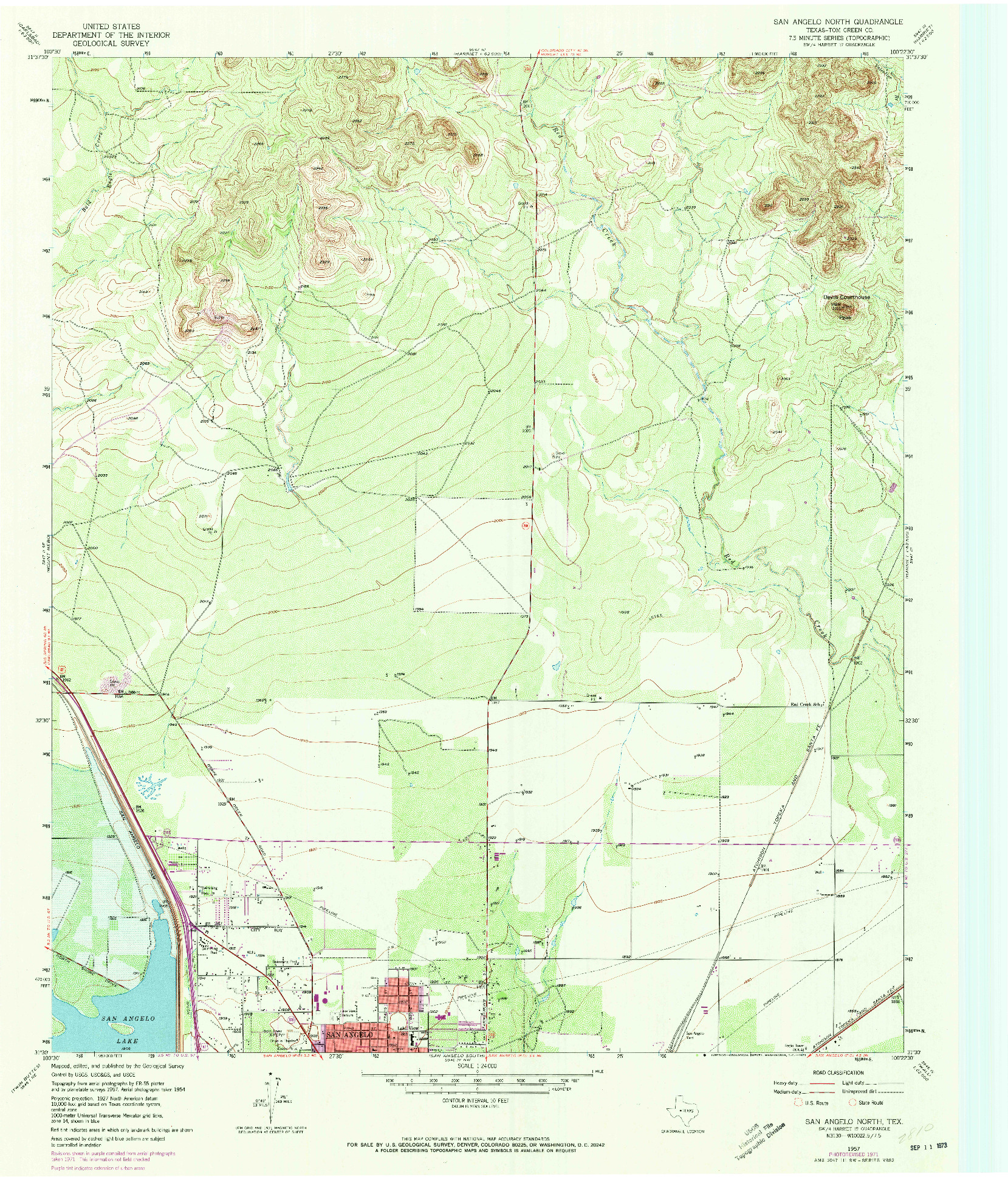 USGS 1:24000-SCALE QUADRANGLE FOR SAN ANGELO NORTH, TX 1957