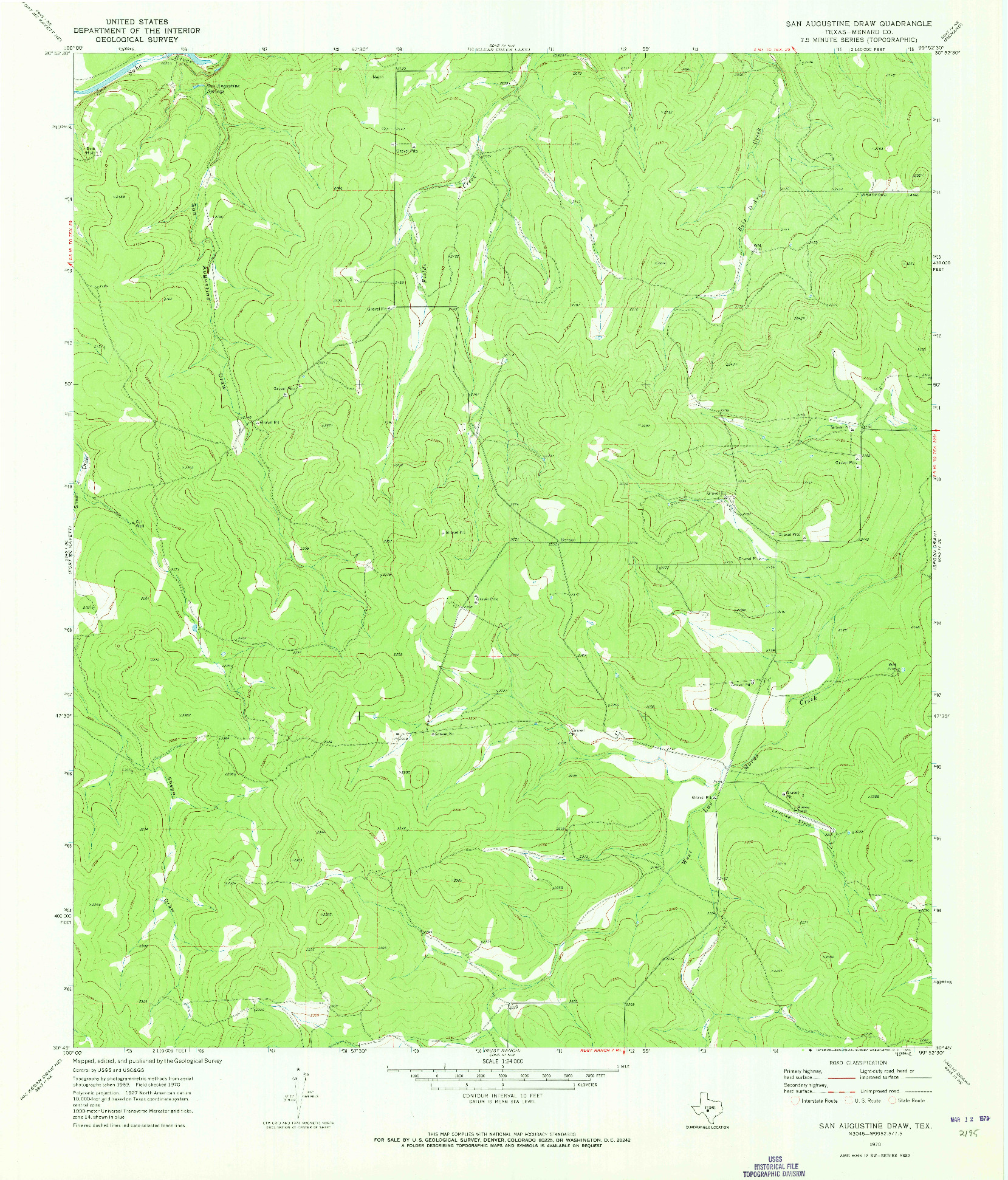 USGS 1:24000-SCALE QUADRANGLE FOR SAN AUGUSTINE DRAW, TX 1970