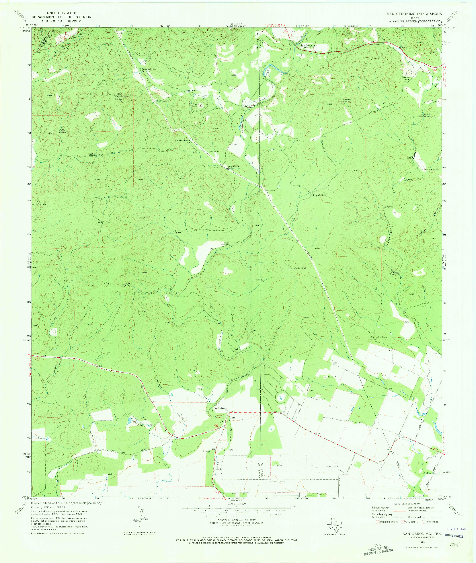 USGS 1:24000-SCALE QUADRANGLE FOR SAN GERONIMO, TX 1970