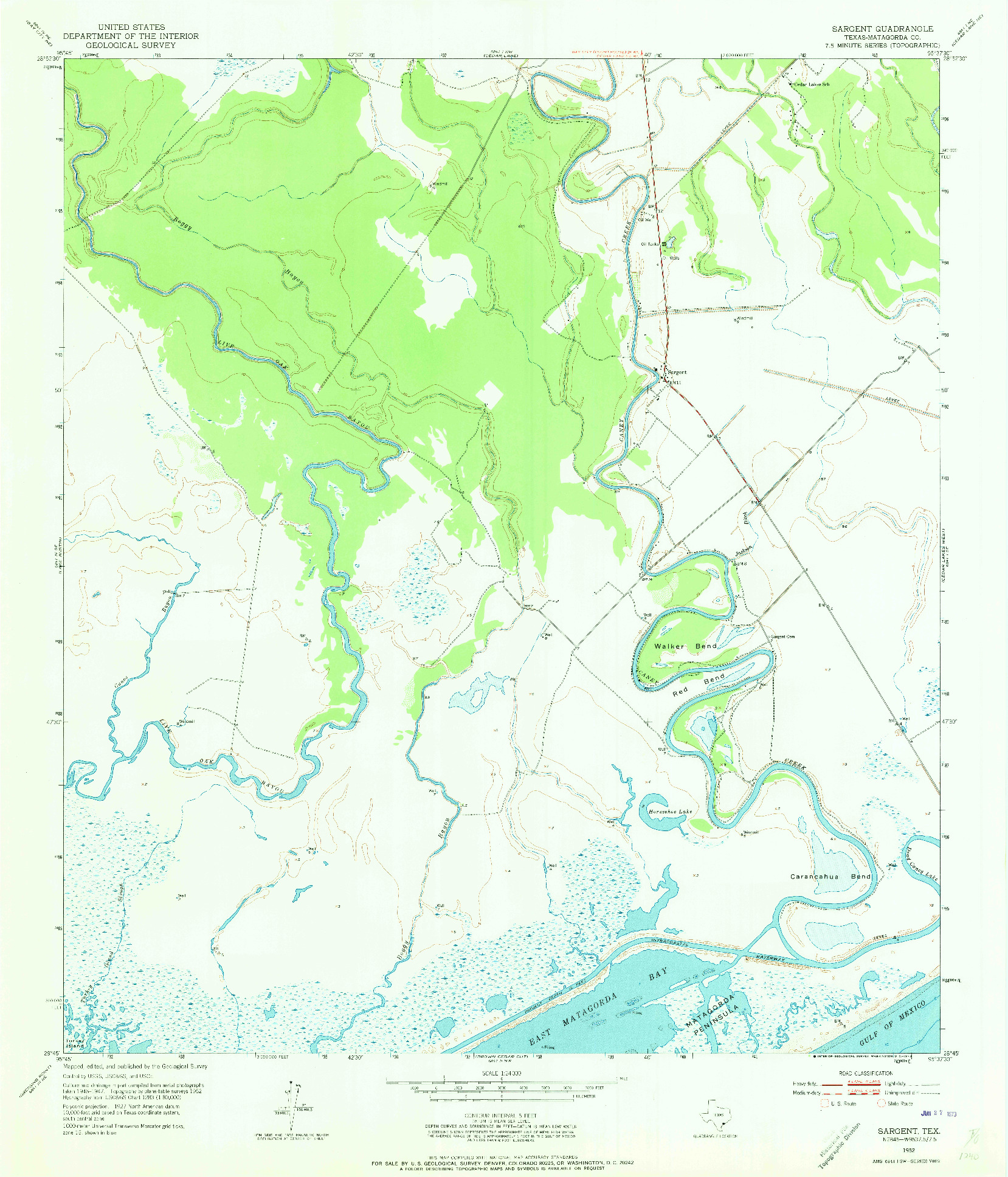 USGS 1:24000-SCALE QUADRANGLE FOR SARGENT, TX 1952