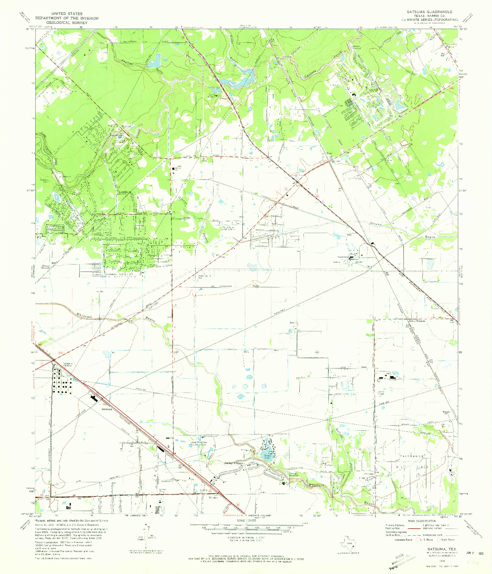 USGS 1:24000-SCALE QUADRANGLE FOR SATSUMA, TX 1970