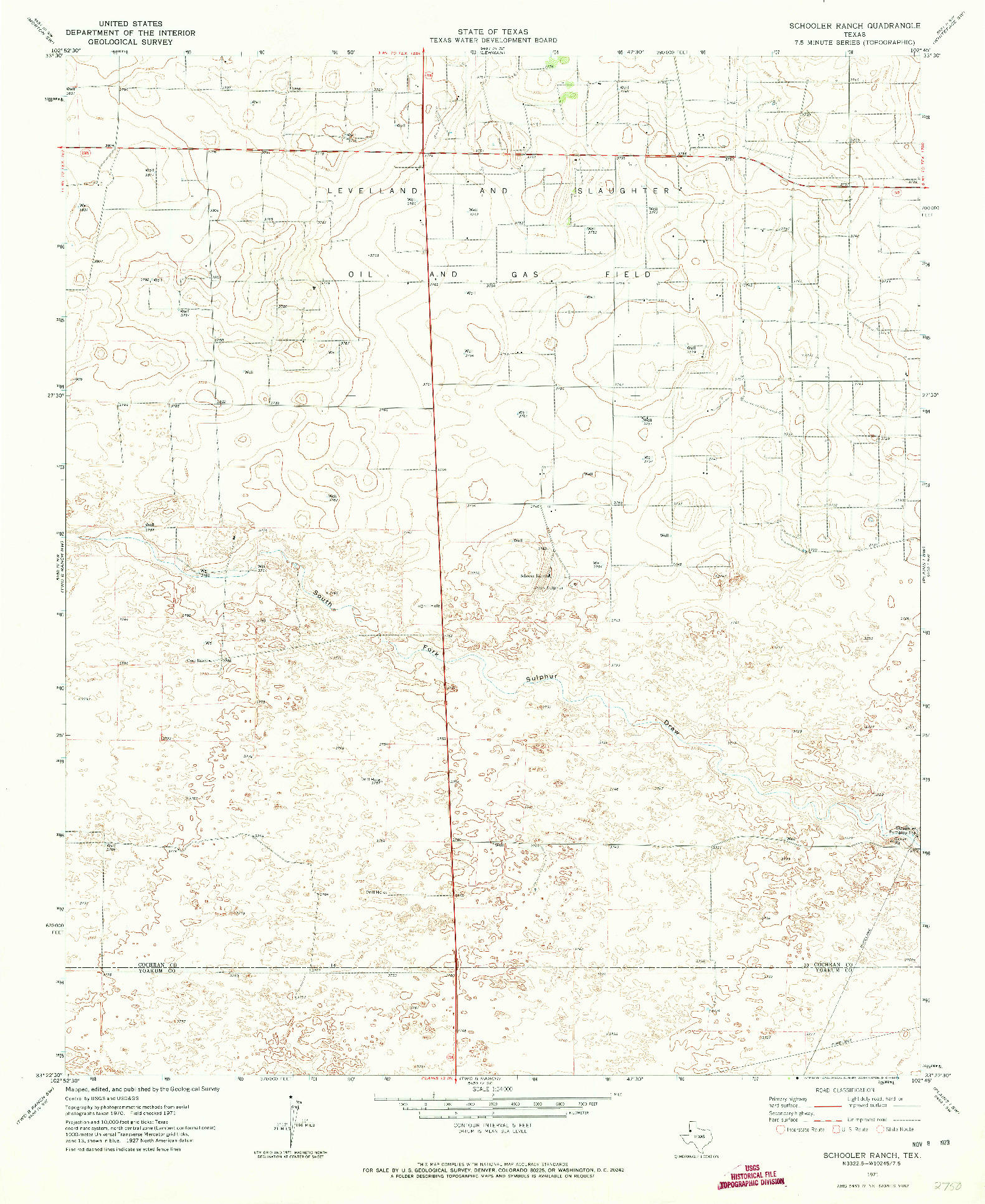 USGS 1:24000-SCALE QUADRANGLE FOR SCHOOLER RANCH, TX 1971