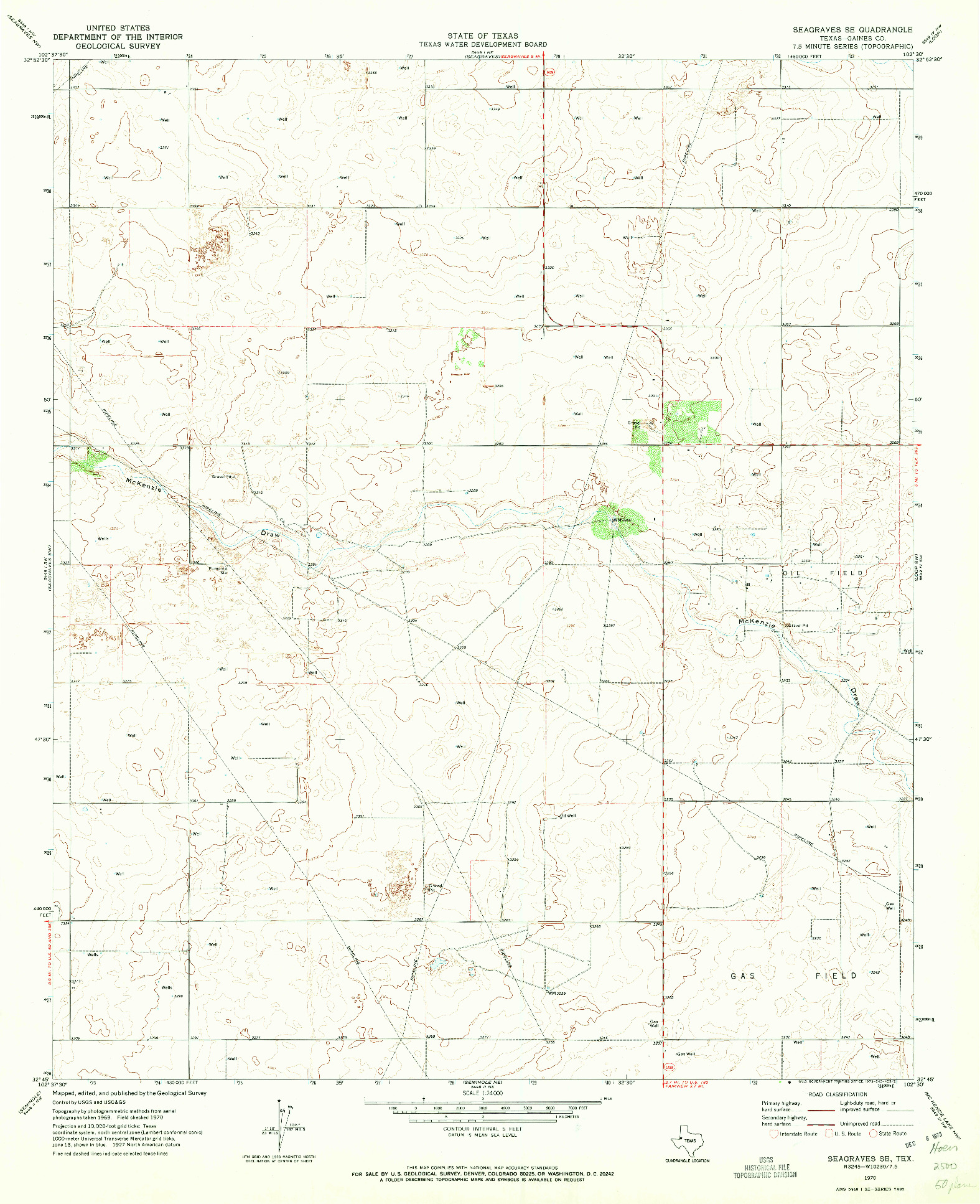 USGS 1:24000-SCALE QUADRANGLE FOR SEAGRAVES SE, TX 1970