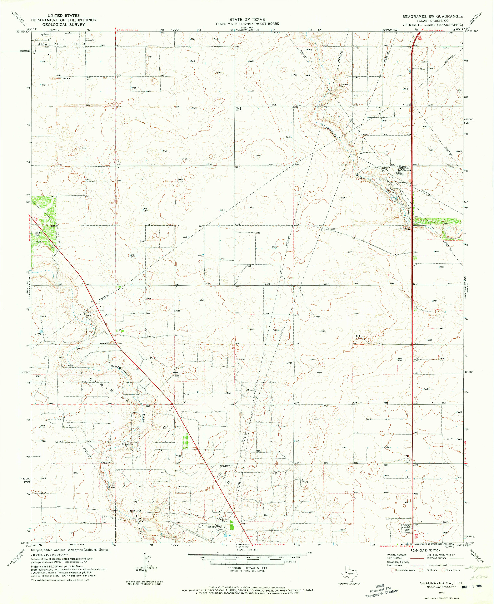 USGS 1:24000-SCALE QUADRANGLE FOR SEAGRAVES SW, TX 1970