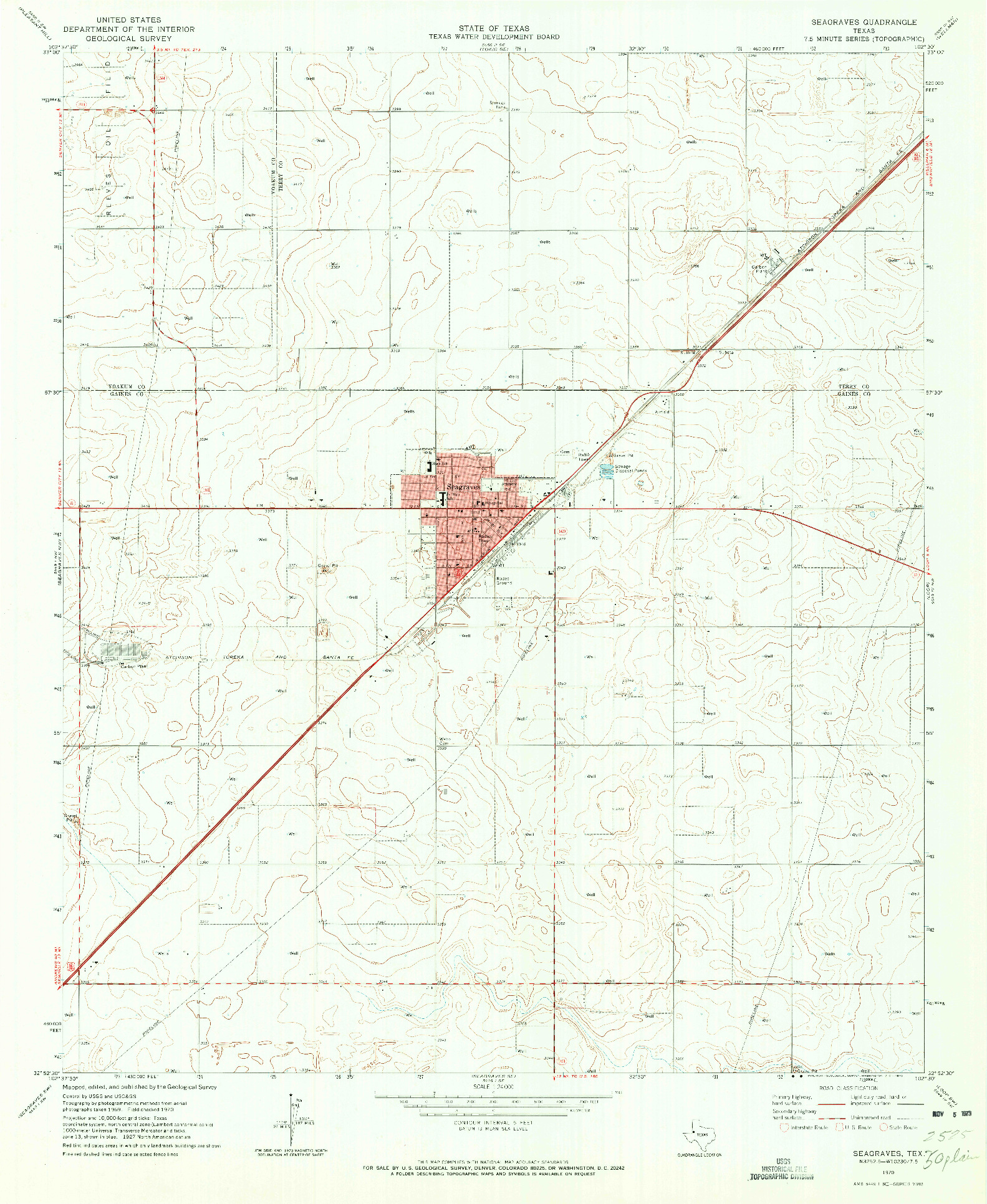 USGS 1:24000-SCALE QUADRANGLE FOR SEAGRAVES, TX 1970
