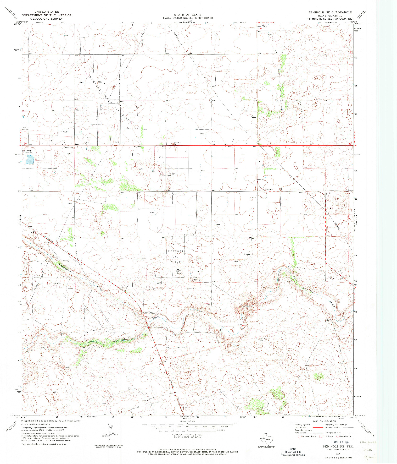 USGS 1:24000-SCALE QUADRANGLE FOR SEMINOLE NE, TX 1970