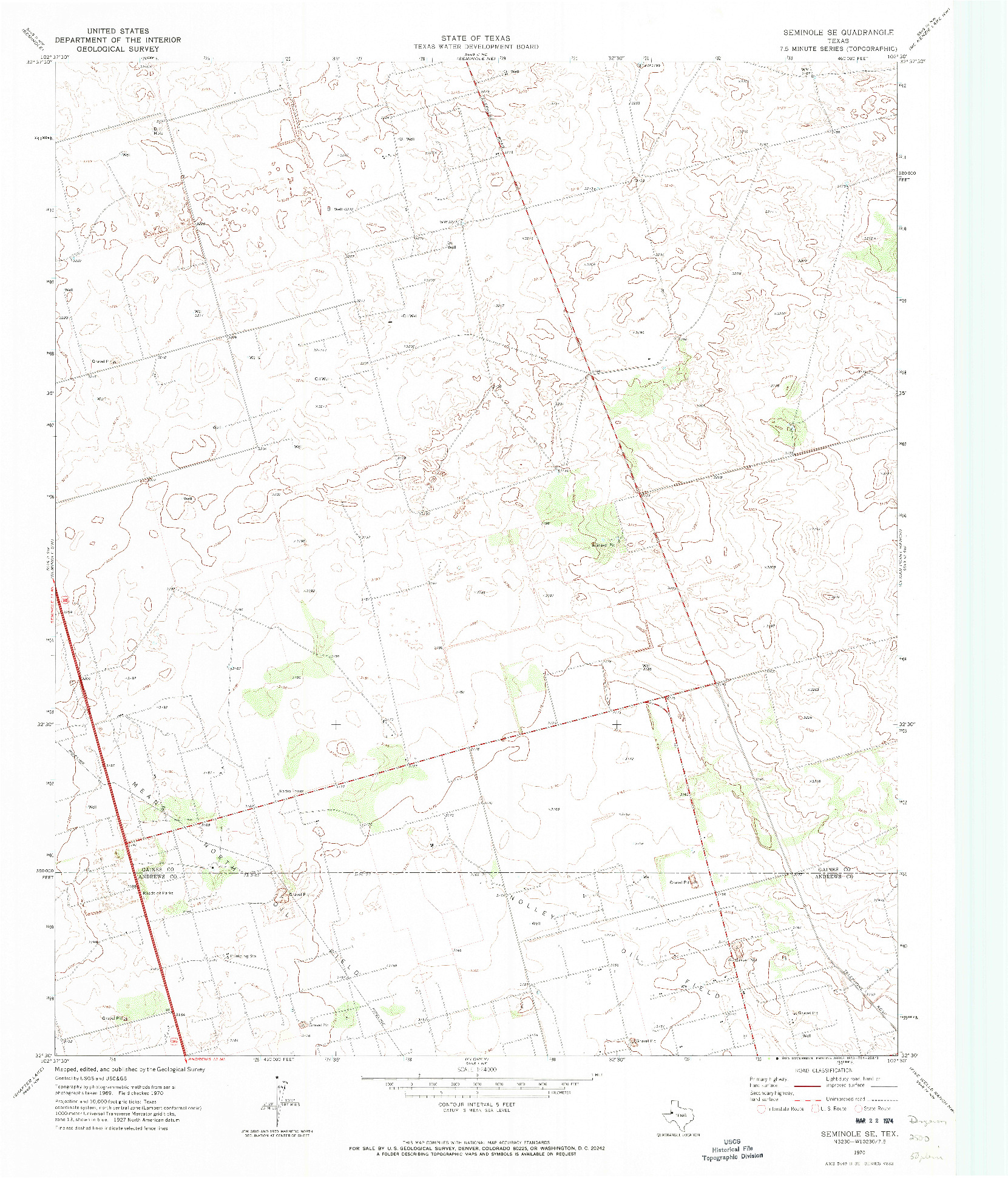 USGS 1:24000-SCALE QUADRANGLE FOR SEMINOLE SE, TX 1970