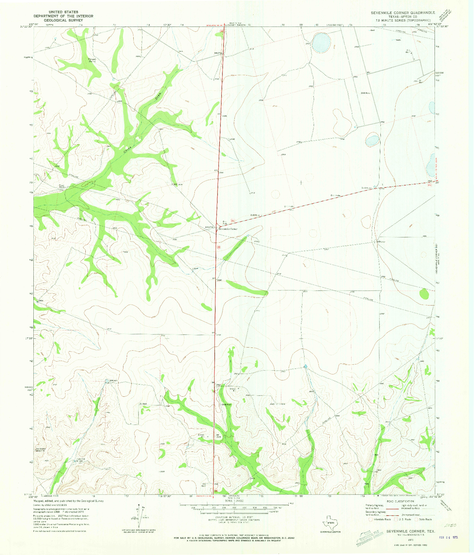 USGS 1:24000-SCALE QUADRANGLE FOR SEVENMILE CORNER, TX 1970