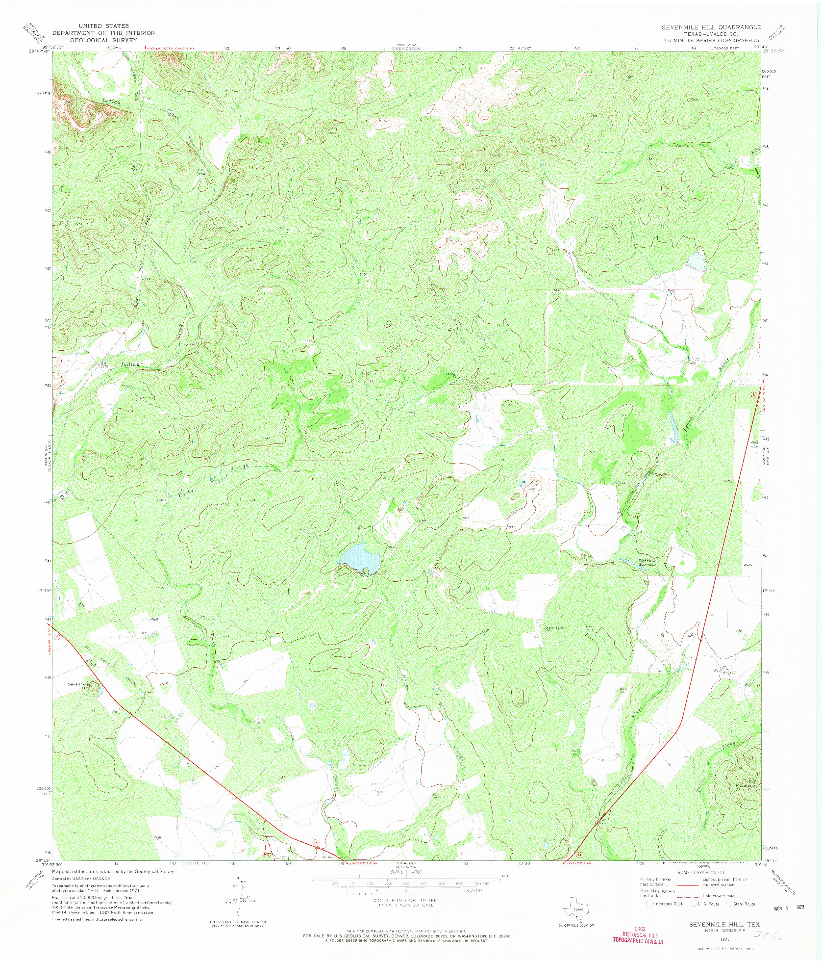 USGS 1:24000-SCALE QUADRANGLE FOR SEVENMILE HILL, TX 1971