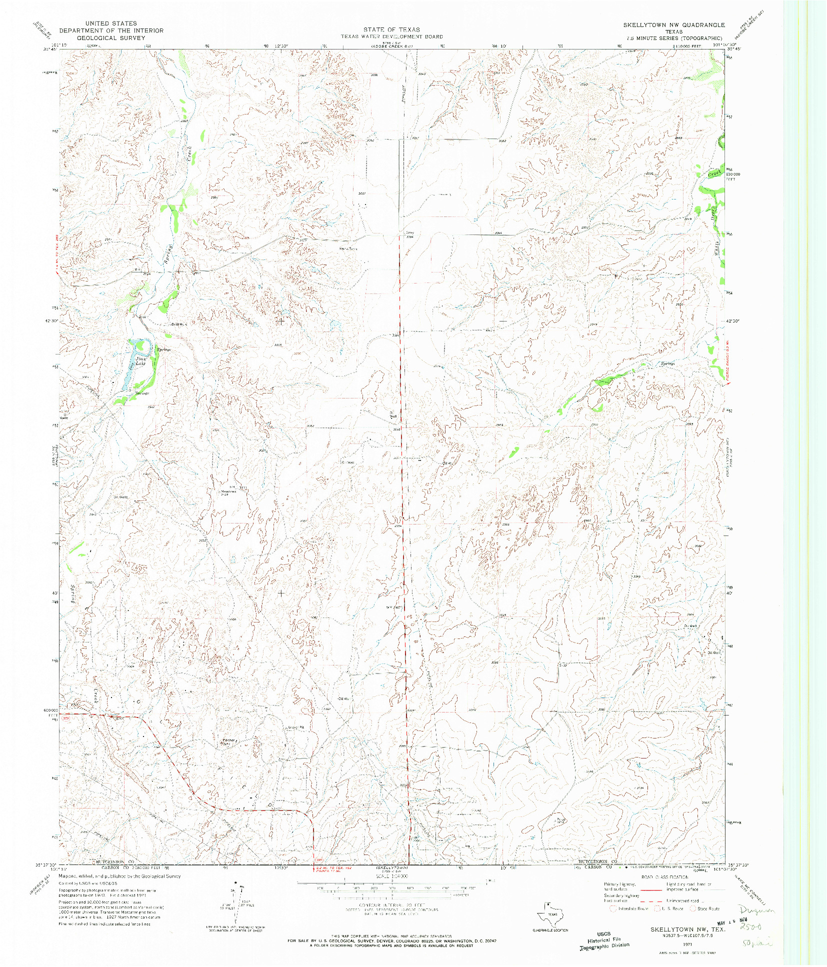 USGS 1:24000-SCALE QUADRANGLE FOR SKELLYTOWN NW, TX 1971