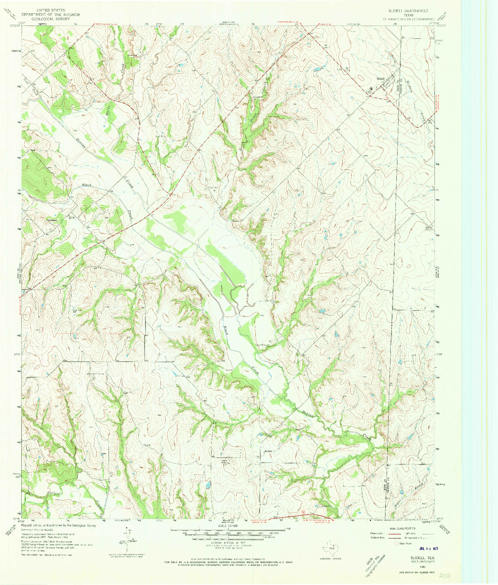 USGS 1:24000-SCALE QUADRANGLE FOR SLIDELL, TX 1961