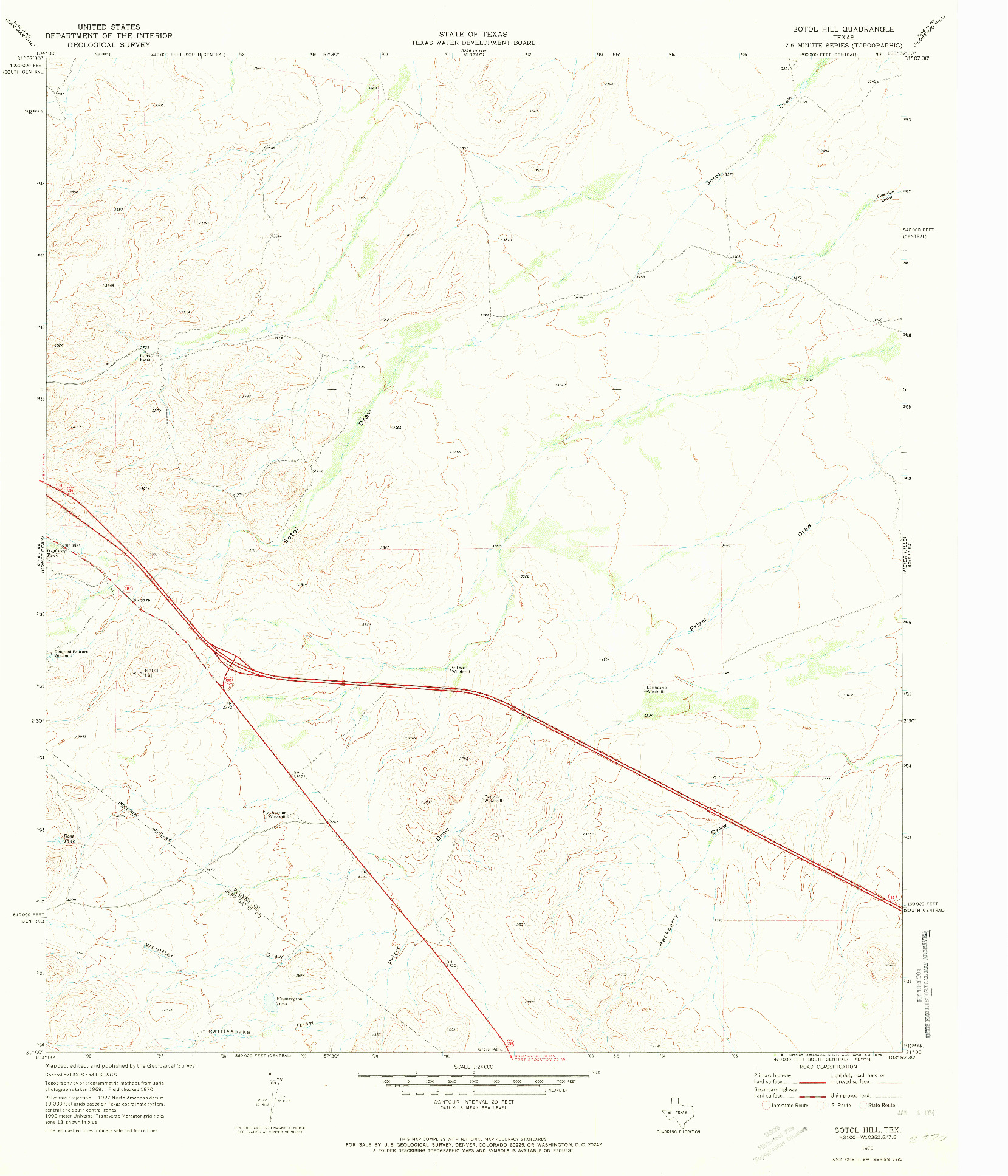 USGS 1:24000-SCALE QUADRANGLE FOR SOTOL HILL, TX 1970
