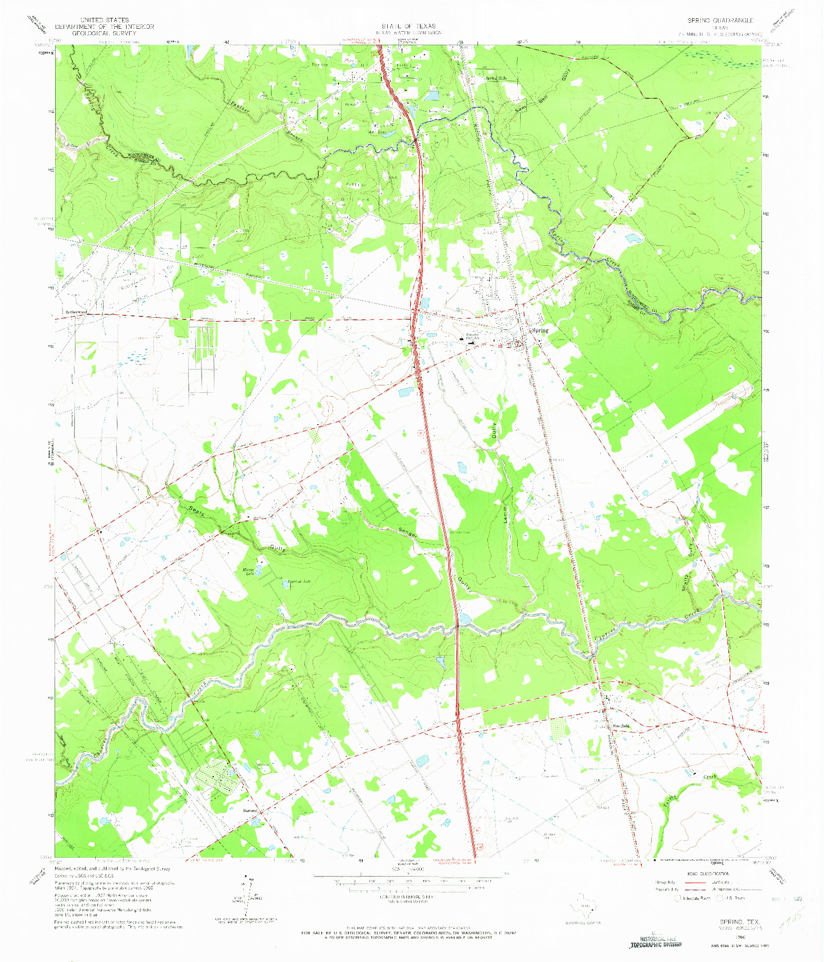 USGS 1:24000-SCALE QUADRANGLE FOR SPRING, TX 1960