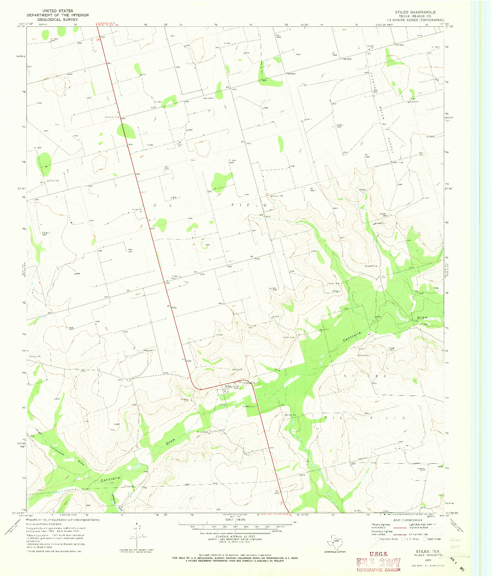 USGS 1:24000-SCALE QUADRANGLE FOR STILES, TX 1970