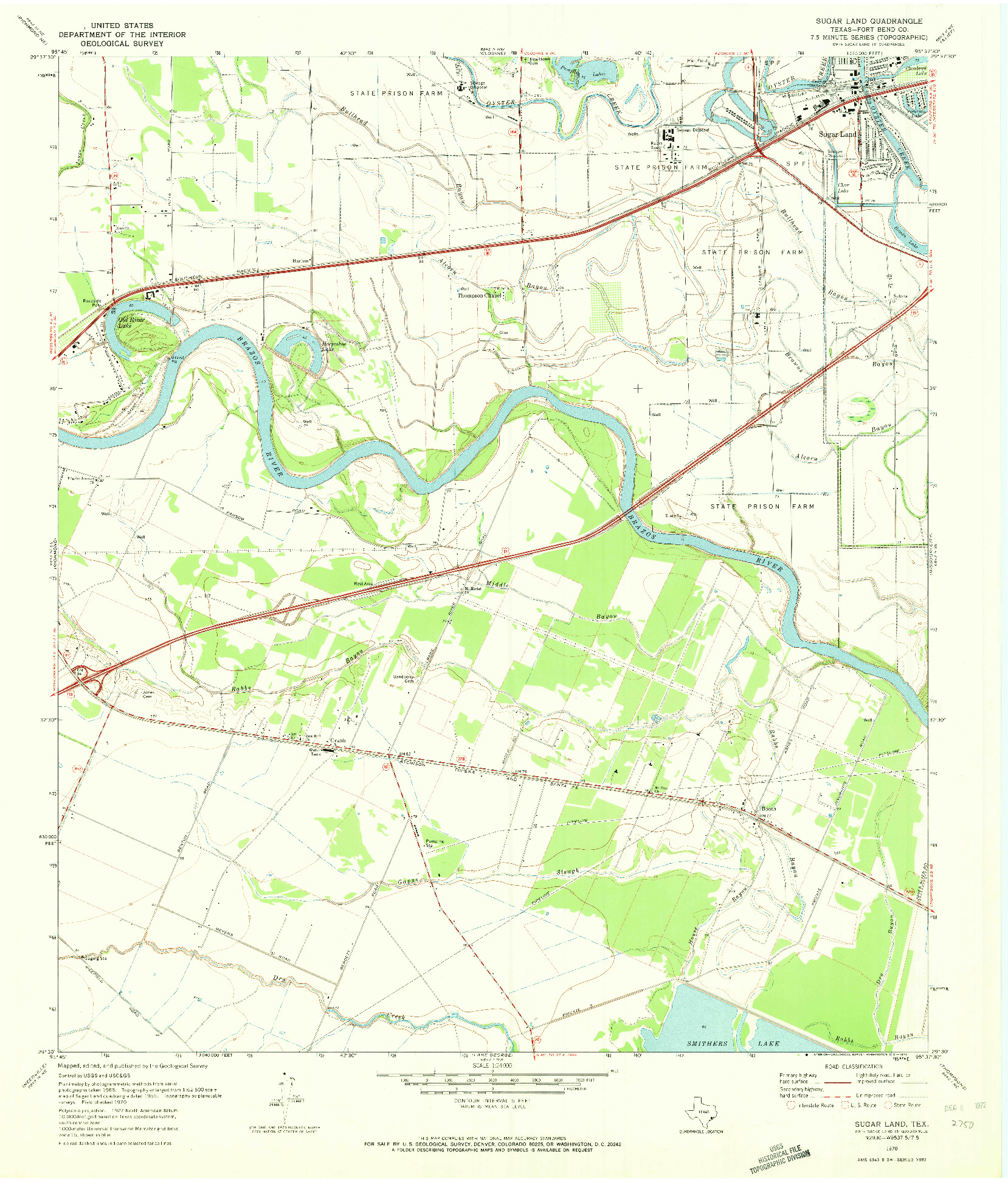 USGS 1:24000-SCALE QUADRANGLE FOR SUGAR LAND, TX 1970