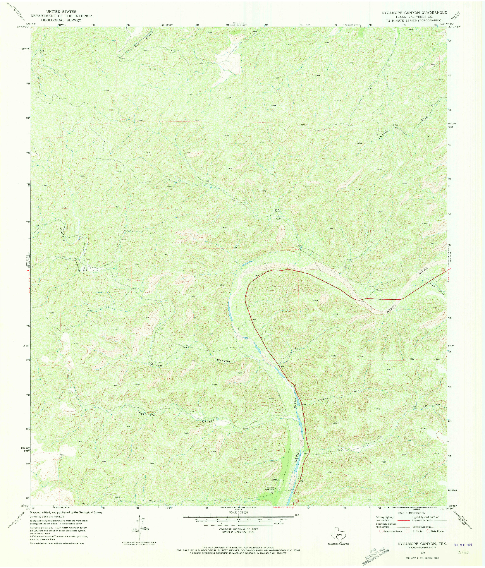USGS 1:24000-SCALE QUADRANGLE FOR SYCAMORE CANYON, TX 1970