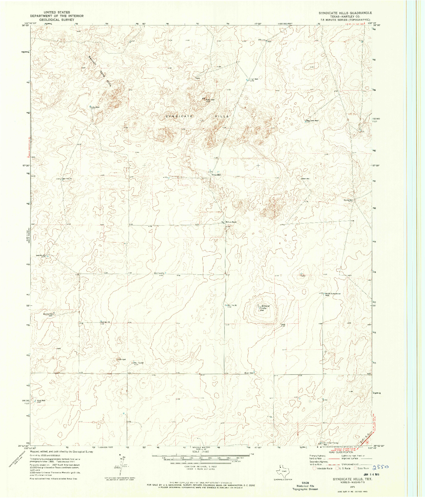 USGS 1:24000-SCALE QUADRANGLE FOR SYNDICATE HILLS, TX 1971