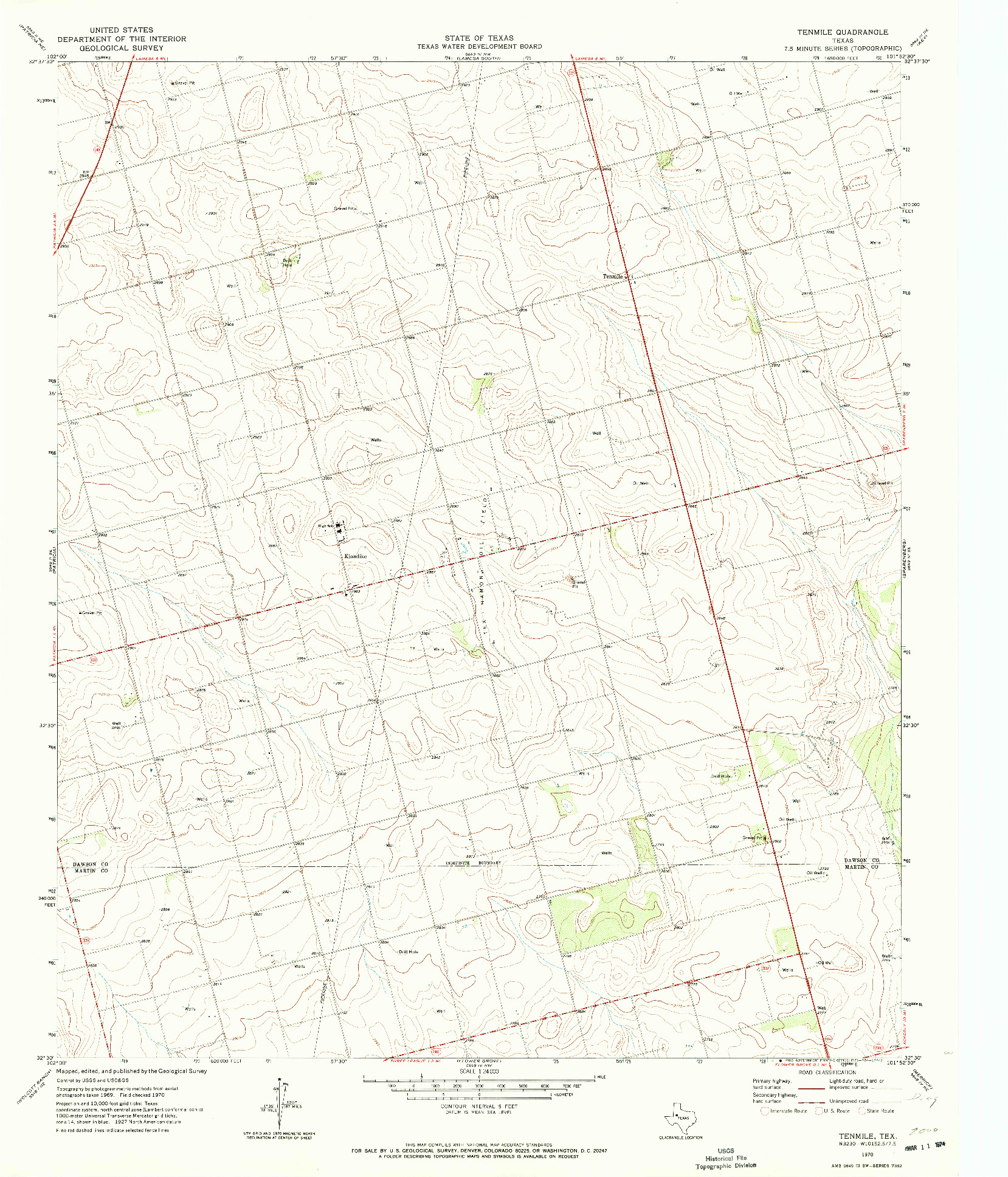 USGS 1:24000-SCALE QUADRANGLE FOR TENMILE, TX 1970