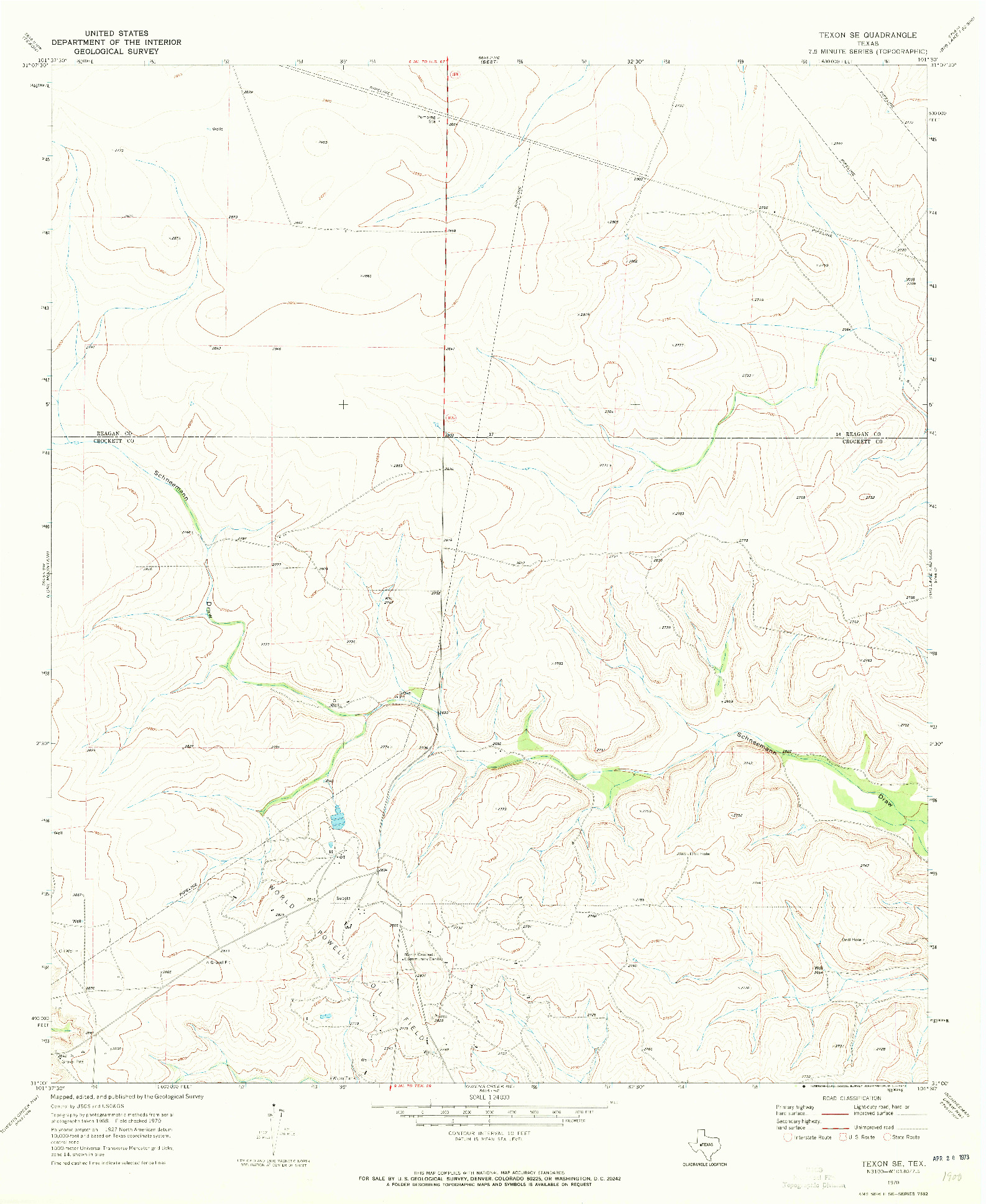 USGS 1:24000-SCALE QUADRANGLE FOR TEXON SE, TX 1970
