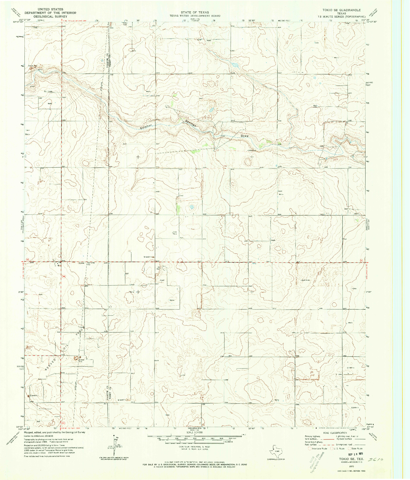 USGS 1:24000-SCALE QUADRANGLE FOR TOKIO SE, TX 1970