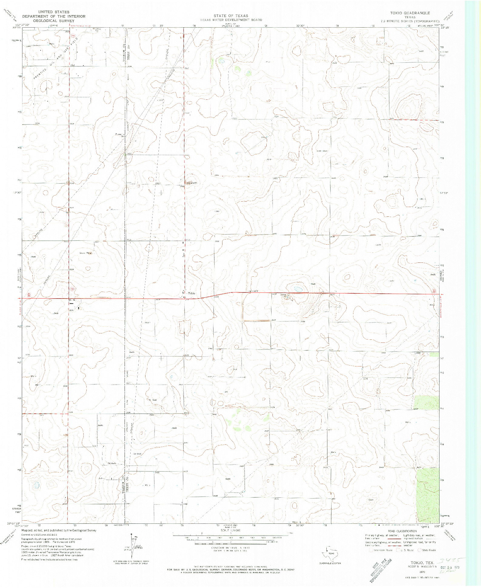 USGS 1:24000-SCALE QUADRANGLE FOR TOKIO, TX 1970