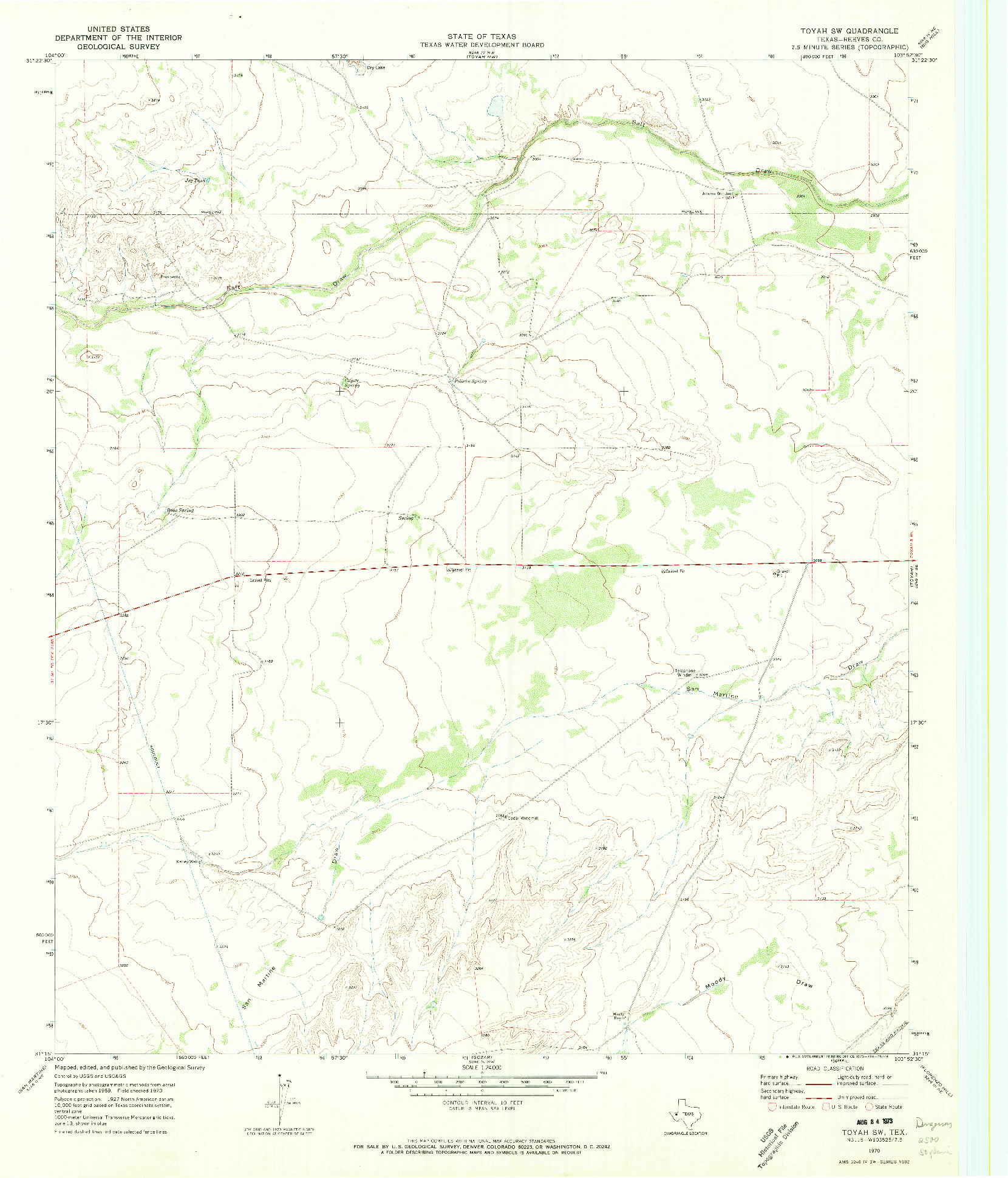 USGS 1:24000-SCALE QUADRANGLE FOR TOYAH SW, TX 1970