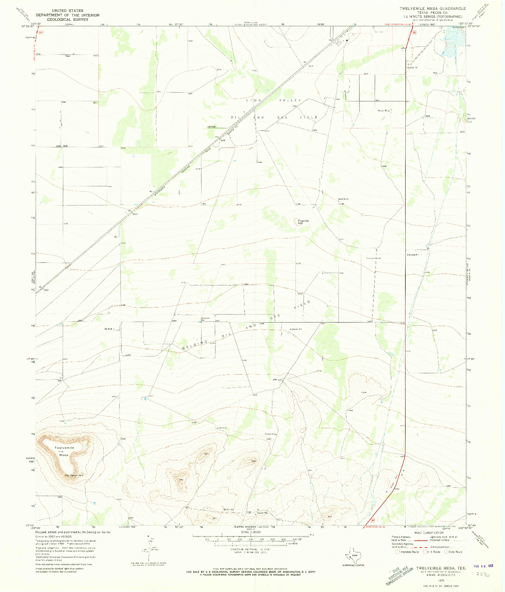 USGS 1:24000-SCALE QUADRANGLE FOR TWELVEMILE MESA, TX 1970